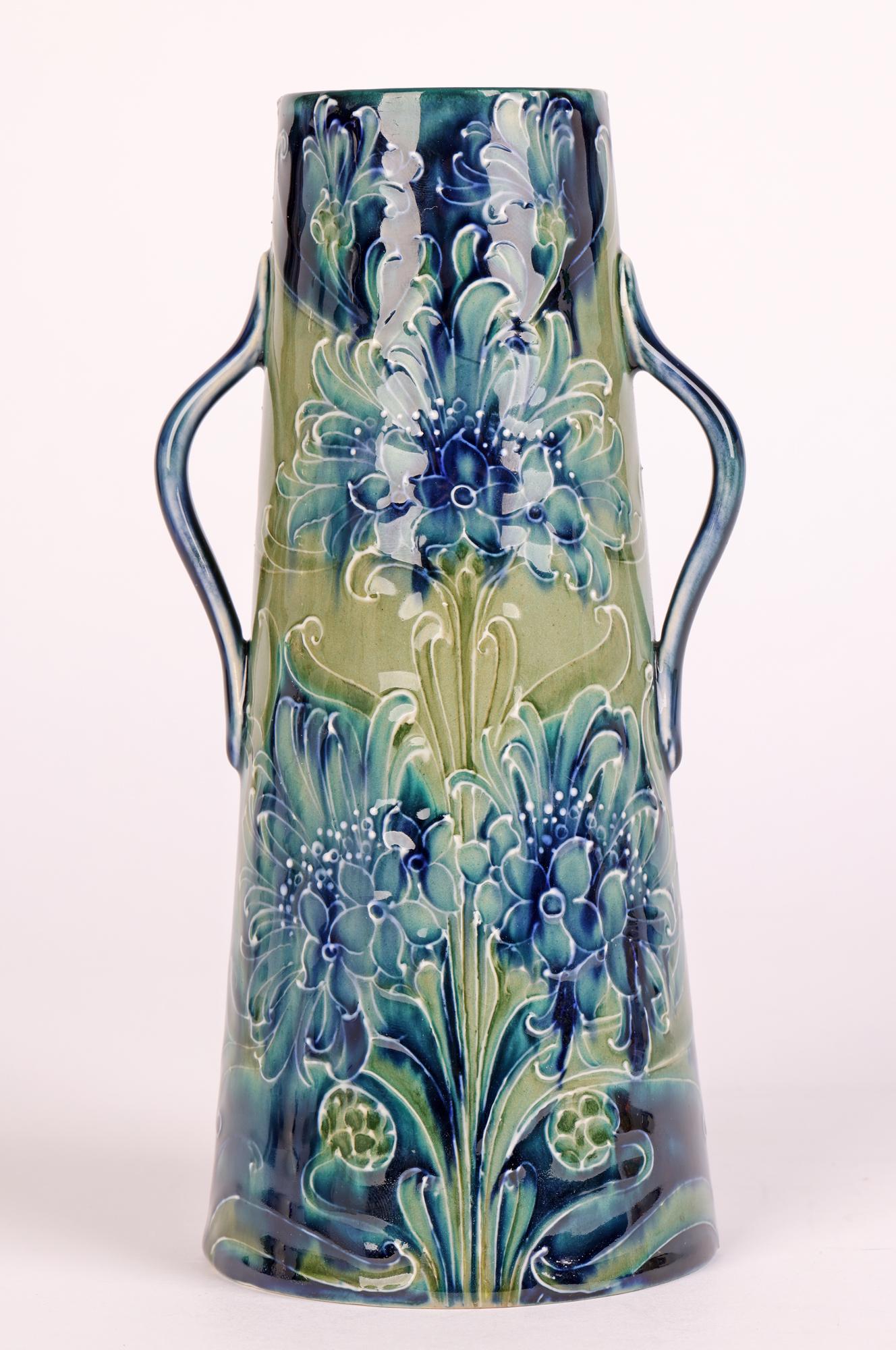 William Moorcroft James MacIntyre Blue Cornflower Twin Handled Vase 1898 1
