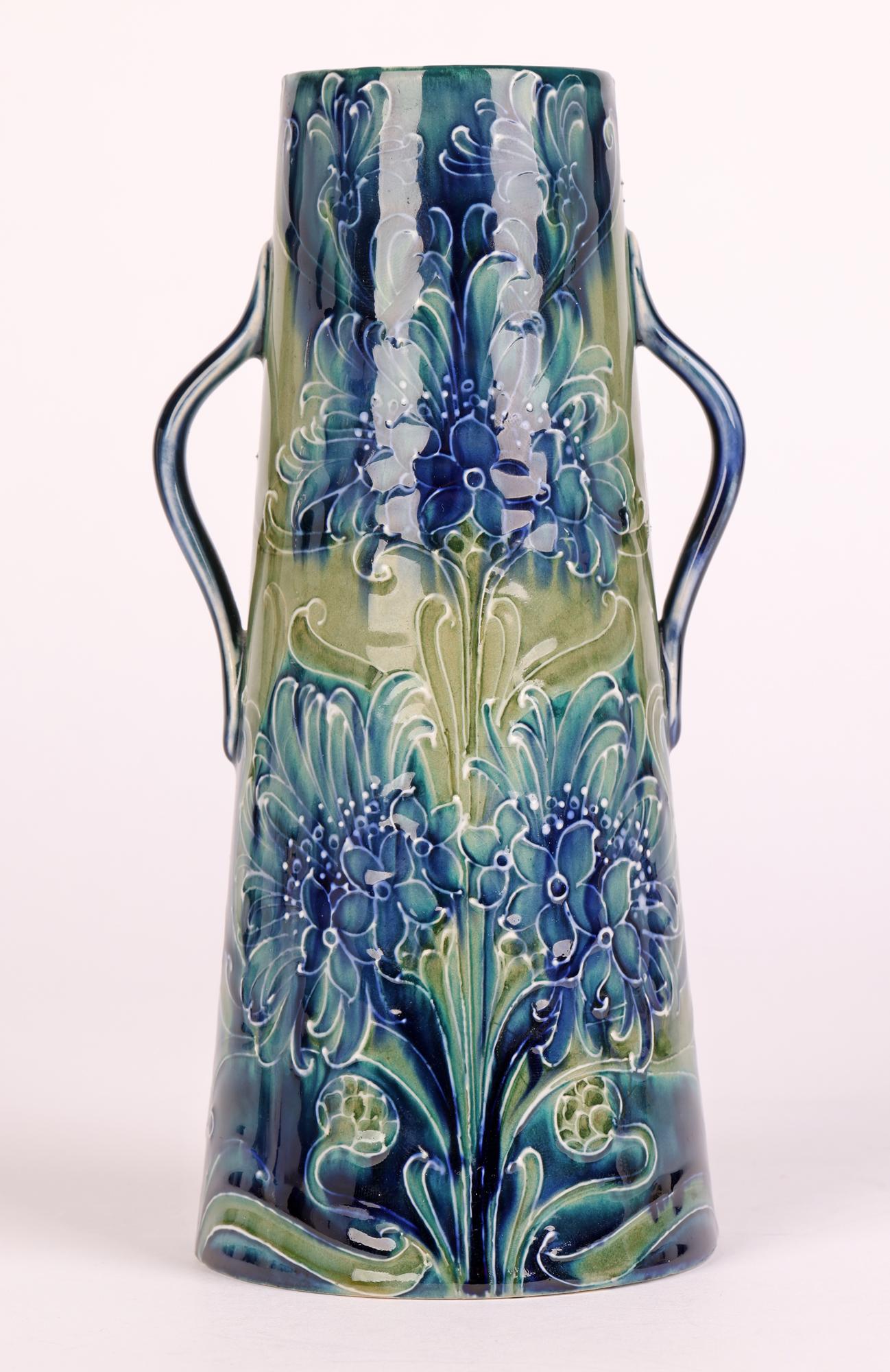 English William Moorcroft James MacIntyre Blue Cornflower Twin Handled Vase 1898