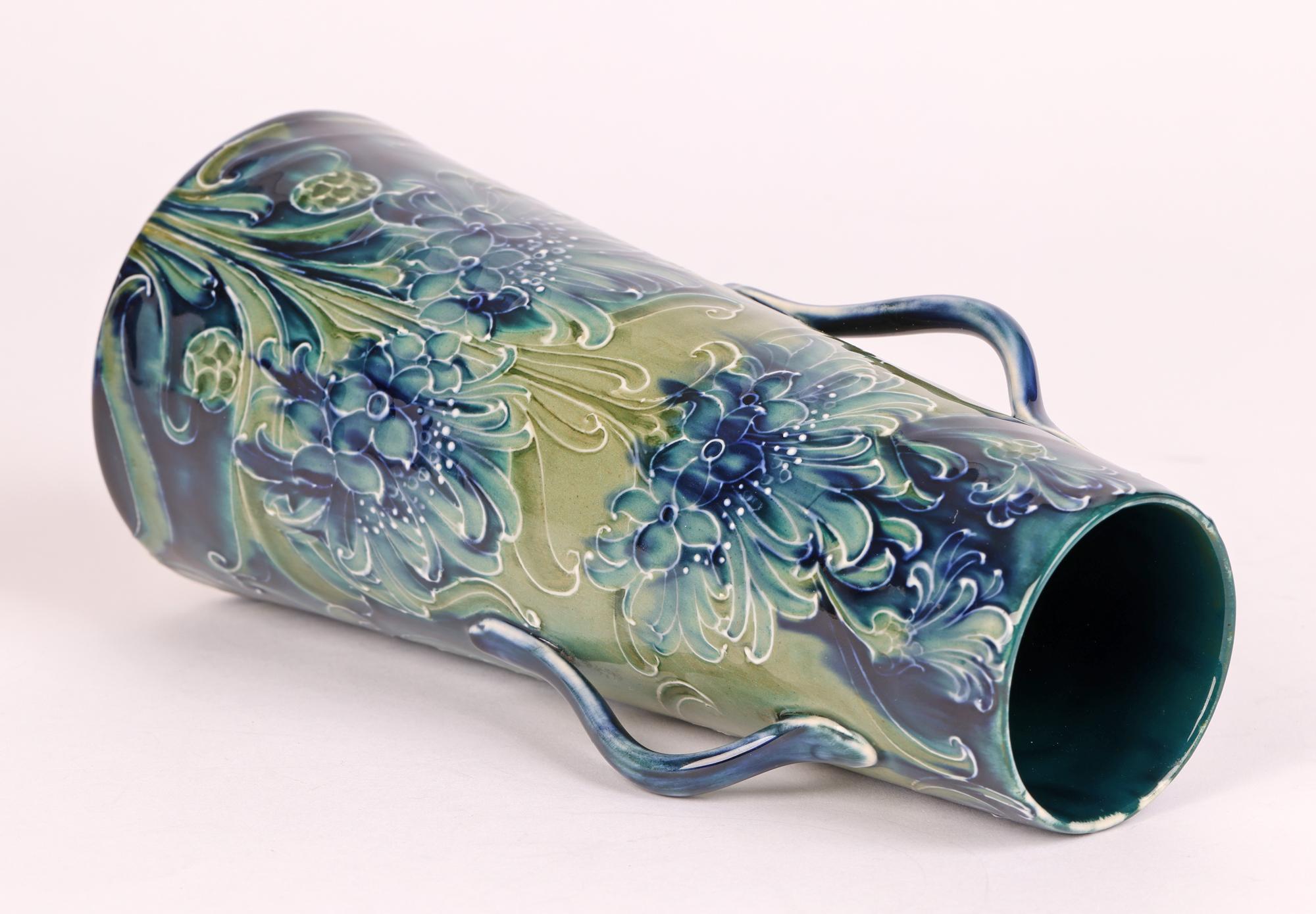 Glazed William Moorcroft James MacIntyre Blue Cornflower Twin Handled Vase 1898