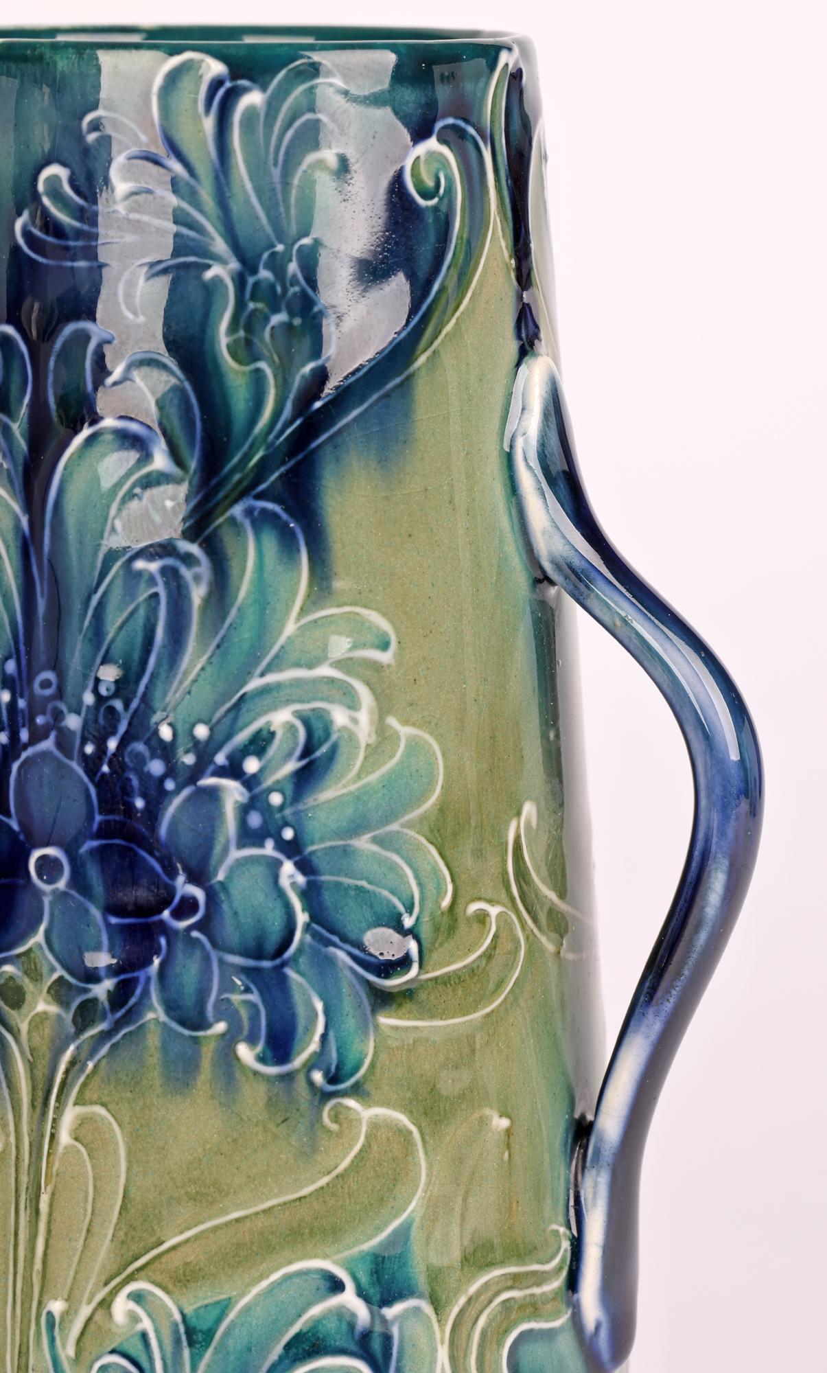 William Moorcroft James MacIntyre Blue Cornflower Twin Handled Vase 1898 In Good Condition In Bishop's Stortford, Hertfordshire