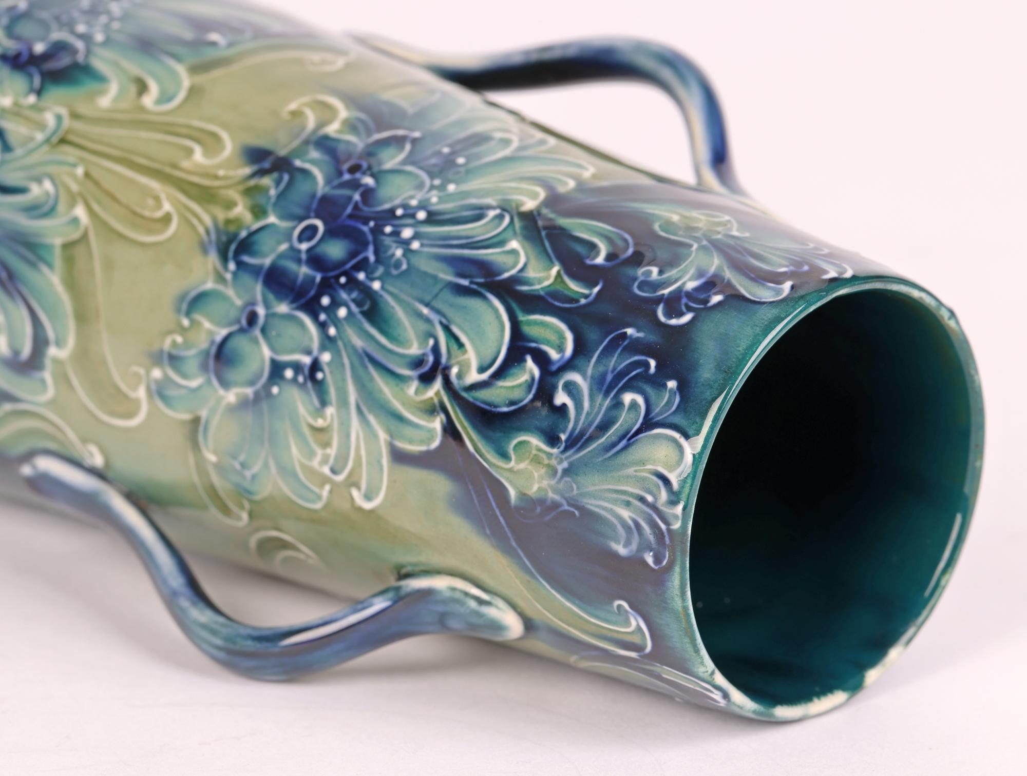 Late 19th Century William Moorcroft James MacIntyre Blue Cornflower Twin Handled Vase 1898