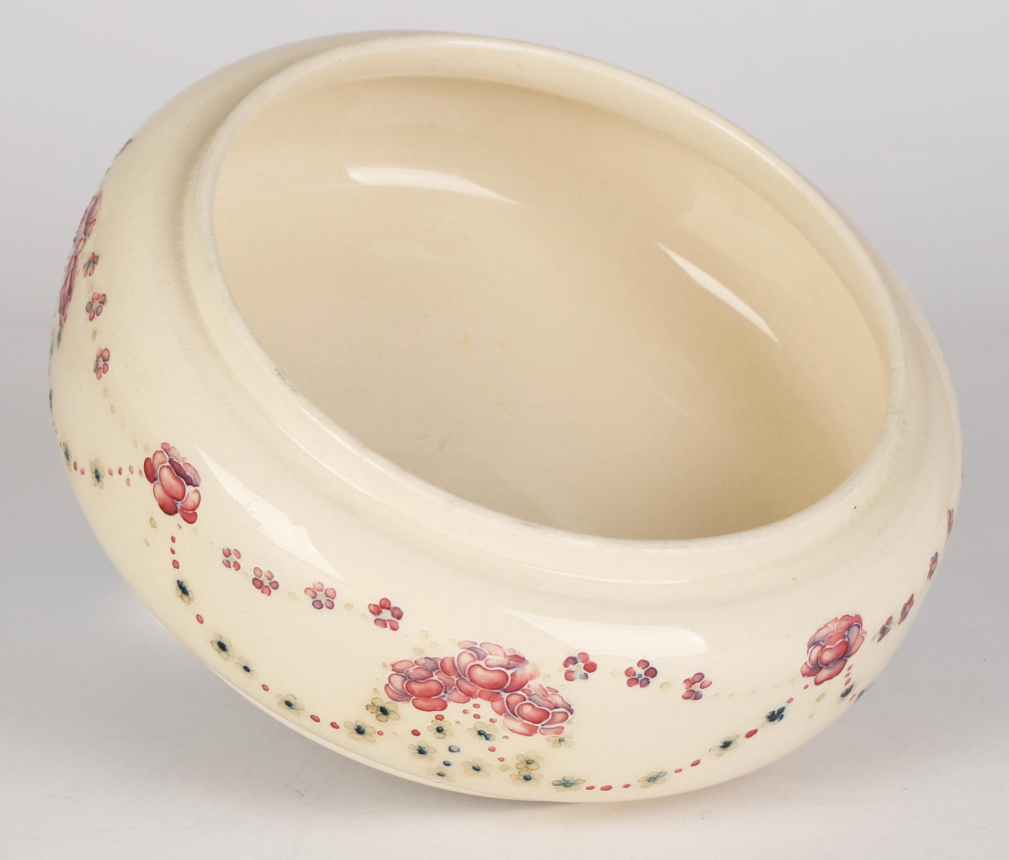 William Moorcroft Liberty & Co Forget Me Not and Rose Pattern Art Pottery Bowl For Sale 4