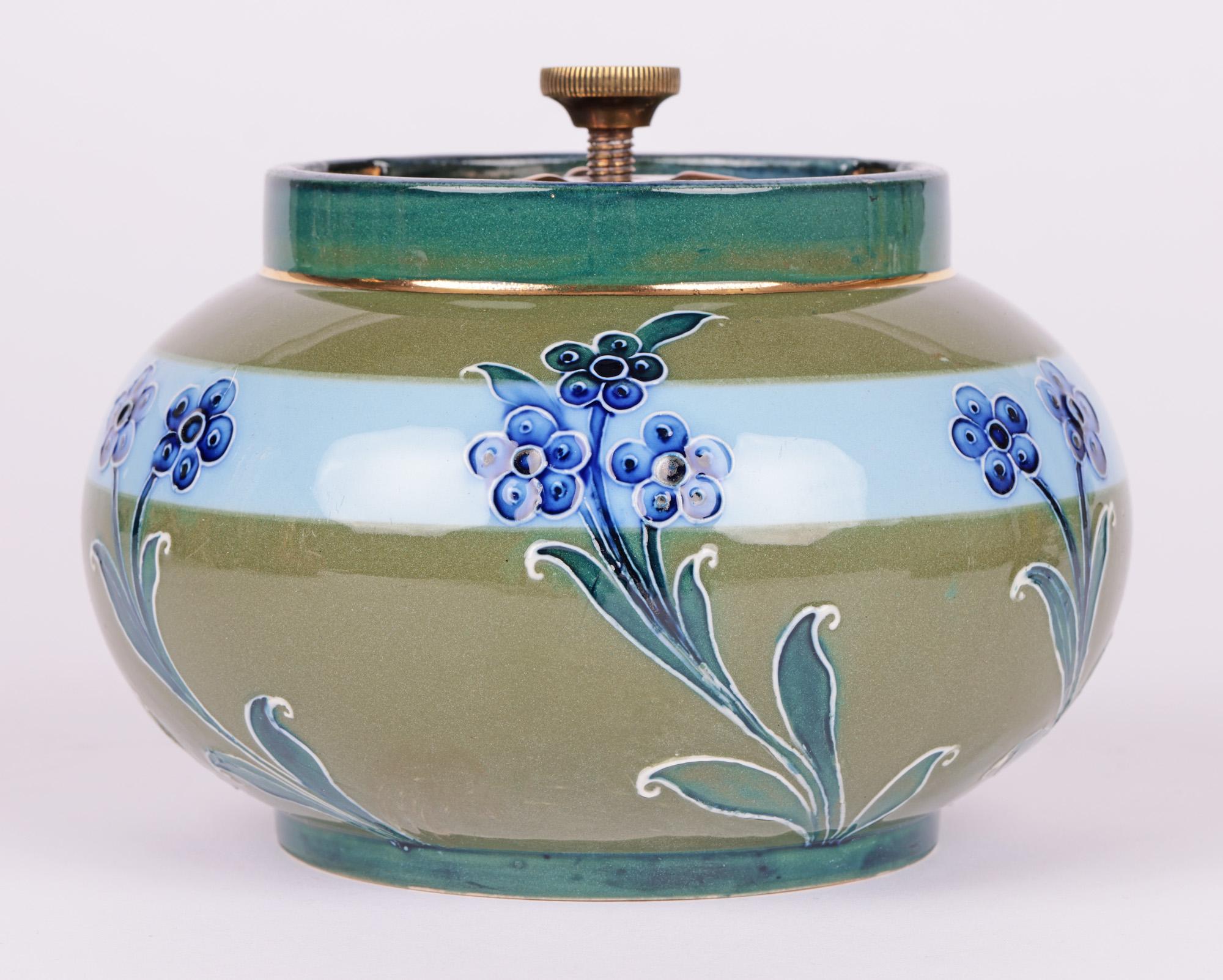 William Moorcroft MacIntyre Art Nouveau Blue Daisy Pattern Tobacco Jar For Sale 5