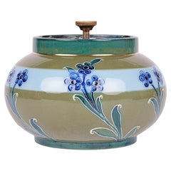 Antique William Moorcroft MacIntyre Art Nouveau Blue Daisy Pattern Tobacco Jar