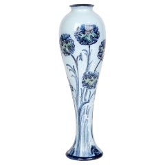 Antique William Moorcroft MacIntyre Art Nouveau Elegant Blue Carnation Pottery Vase