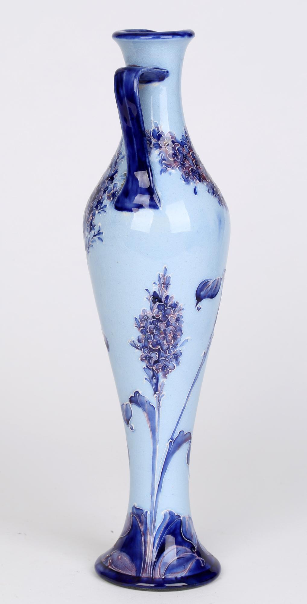 William Moorcroft MacIntyre Art Nouveau Elegantly Shaped Blue Lilac Pottery Jug 2