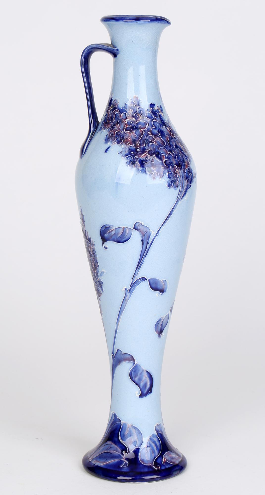 Earthenware William Moorcroft MacIntyre Art Nouveau Elegantly Shaped Blue Lilac Pottery Jug