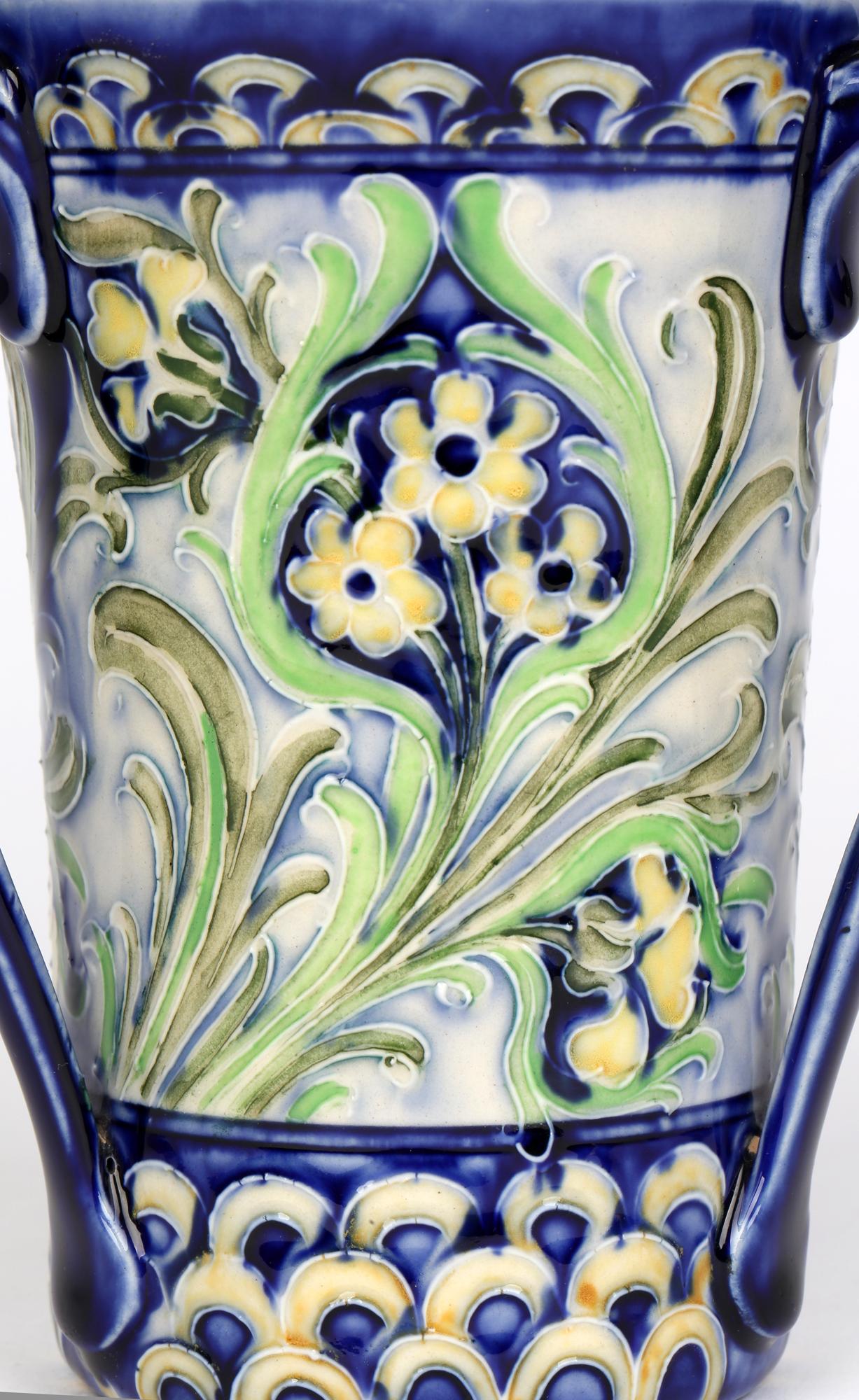 William Moorcroft MacIntyre Art Nouveau Tube Lined Florian Ware Loving Cup For Sale 2