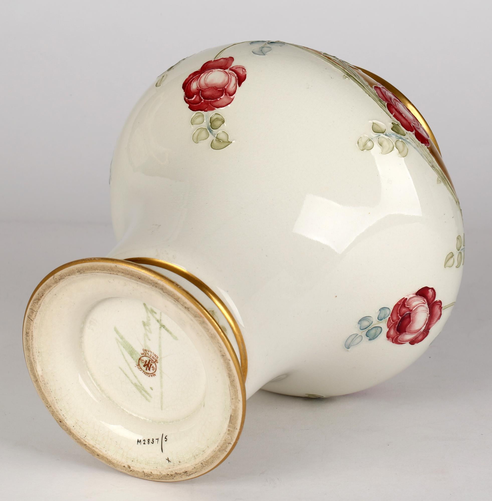 William Moorcroft MacIntyre Art Nouveau Tube Lined Rose Pattern Vase 4