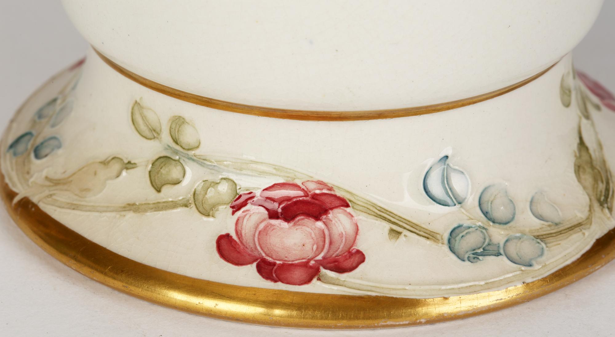 English William Moorcroft MacIntyre Art Nouveau Tube Lined Rose Pattern Vase