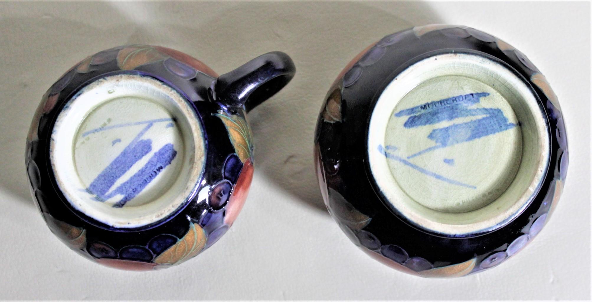 William Moorcroft Pomegranate Patterned Art Pottery Creamer and Sugar Bowl Set 3