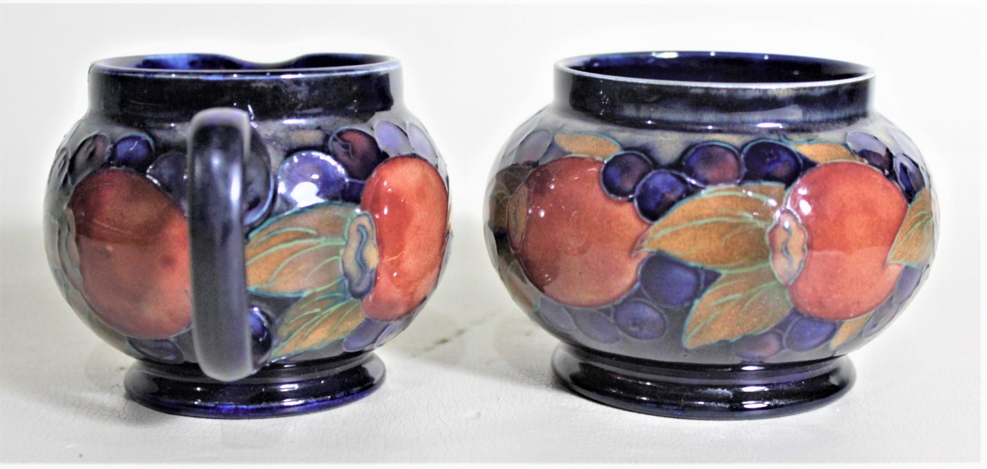 William Moorcroft Pomegranate Patterned Art Pottery Creamer and Sugar Bowl Set 1