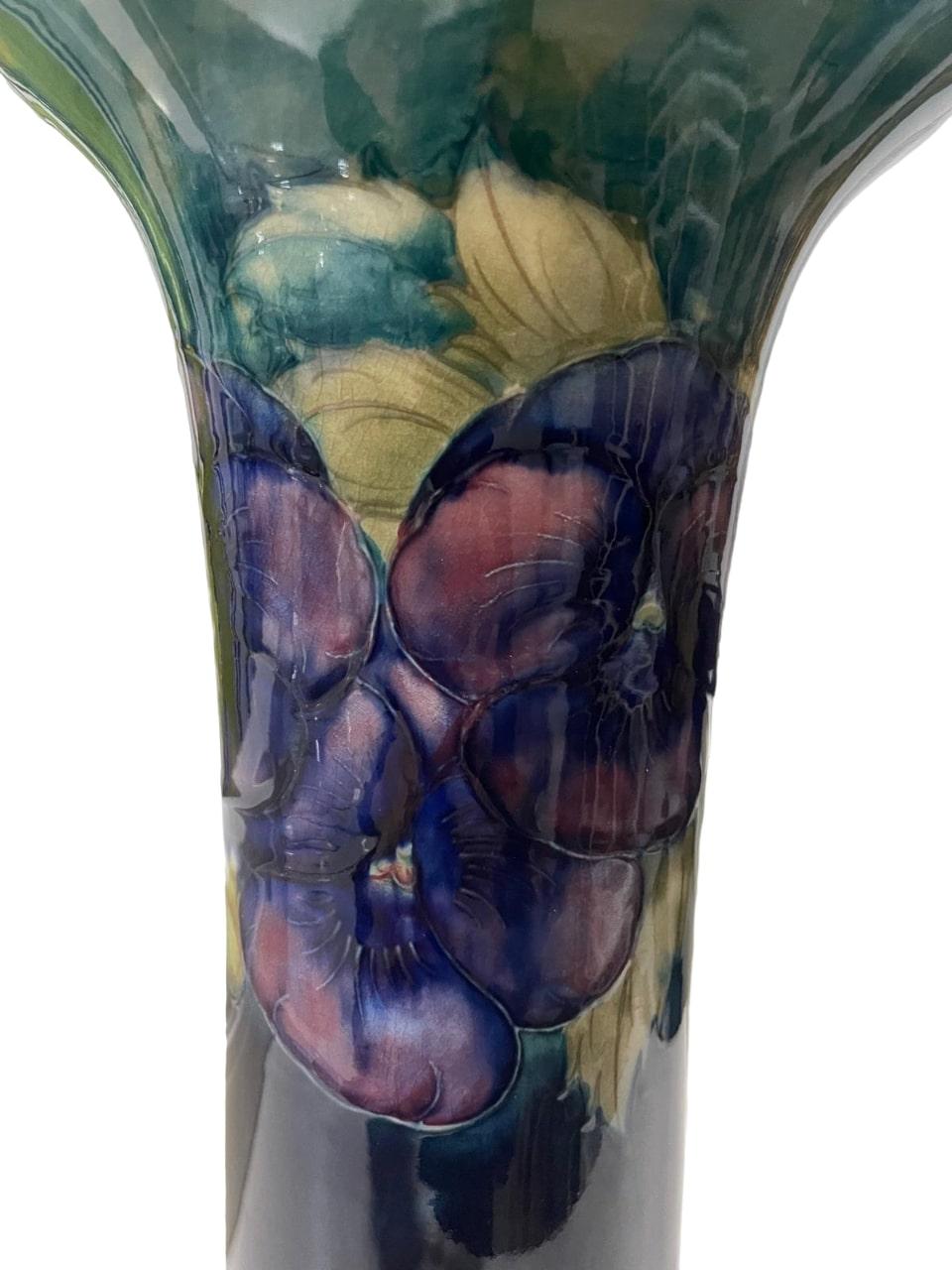 Early 20th Century William Moorcroft Pottery Pansy pattern vase, circa 1920 For Sale