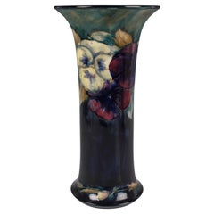 William Moorcroft Pottery Pansy pattern vase, circa 1920