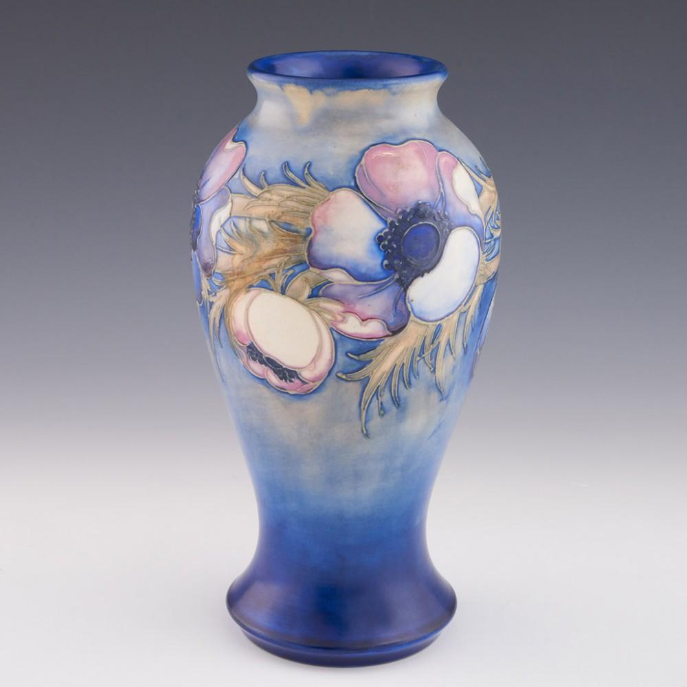English William Moorcroft Salt Glaze Anemone Vase, circa 1938 For Sale