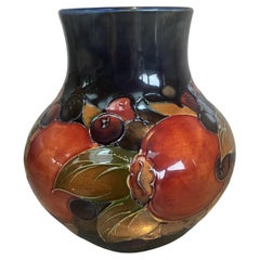 William Moorcroft Stamped & Signed Antique Pomegranate & Cobalt Blue Design Vase