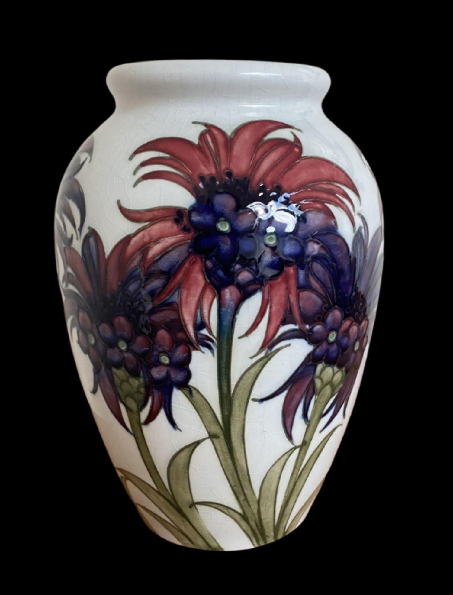 5082

William Moorcroft vase decorated in the cornflower design on a white ground Circa 1920s.

Dimensions
24cm high, 15cm wide

Complimentary insured postage
14 Day money back guarantee
BADA member – buy the best from the best.