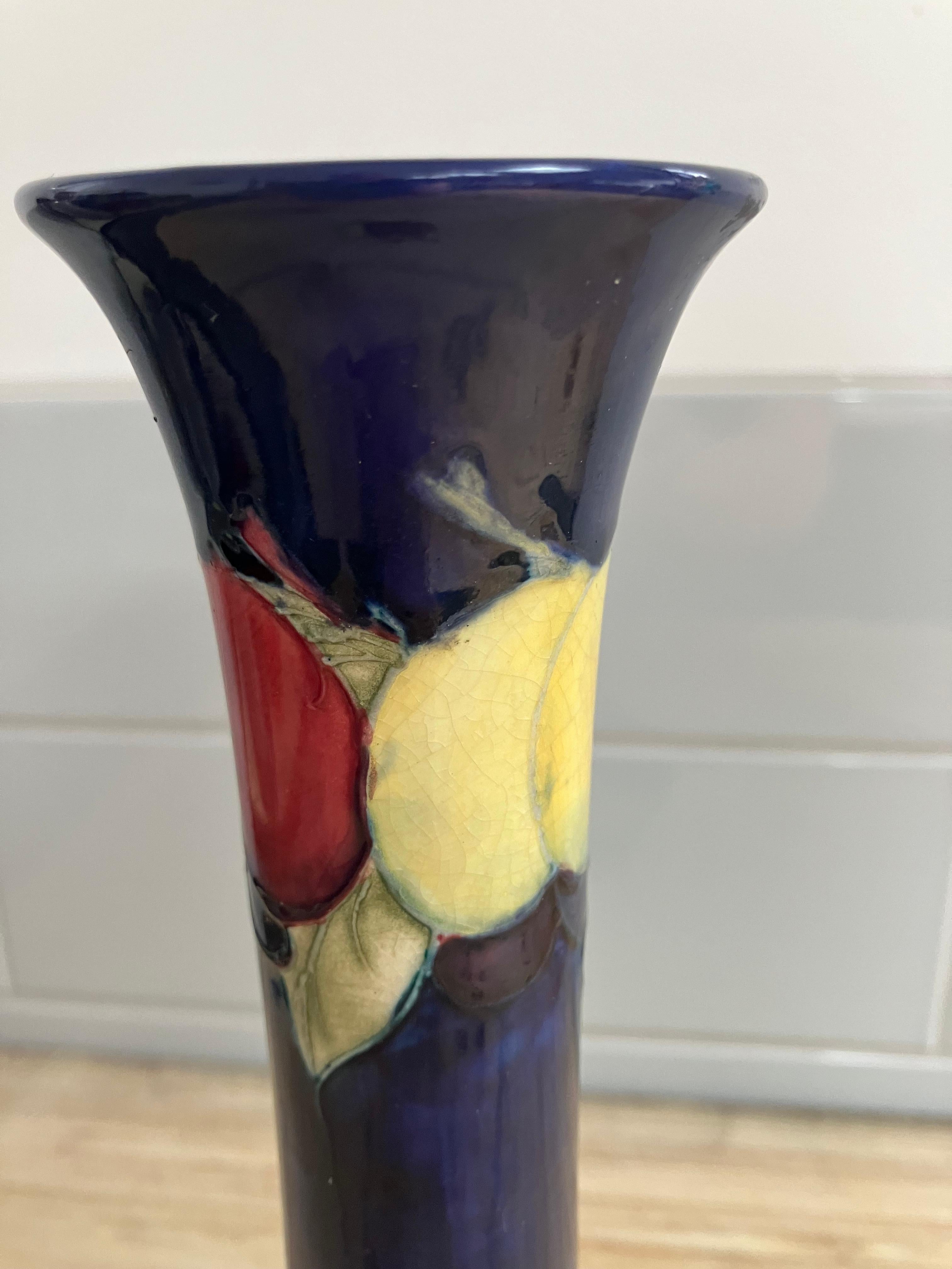 Pottery William Moorecroft Large Signed Vase Decorated in the Wisteria Design c1940’s