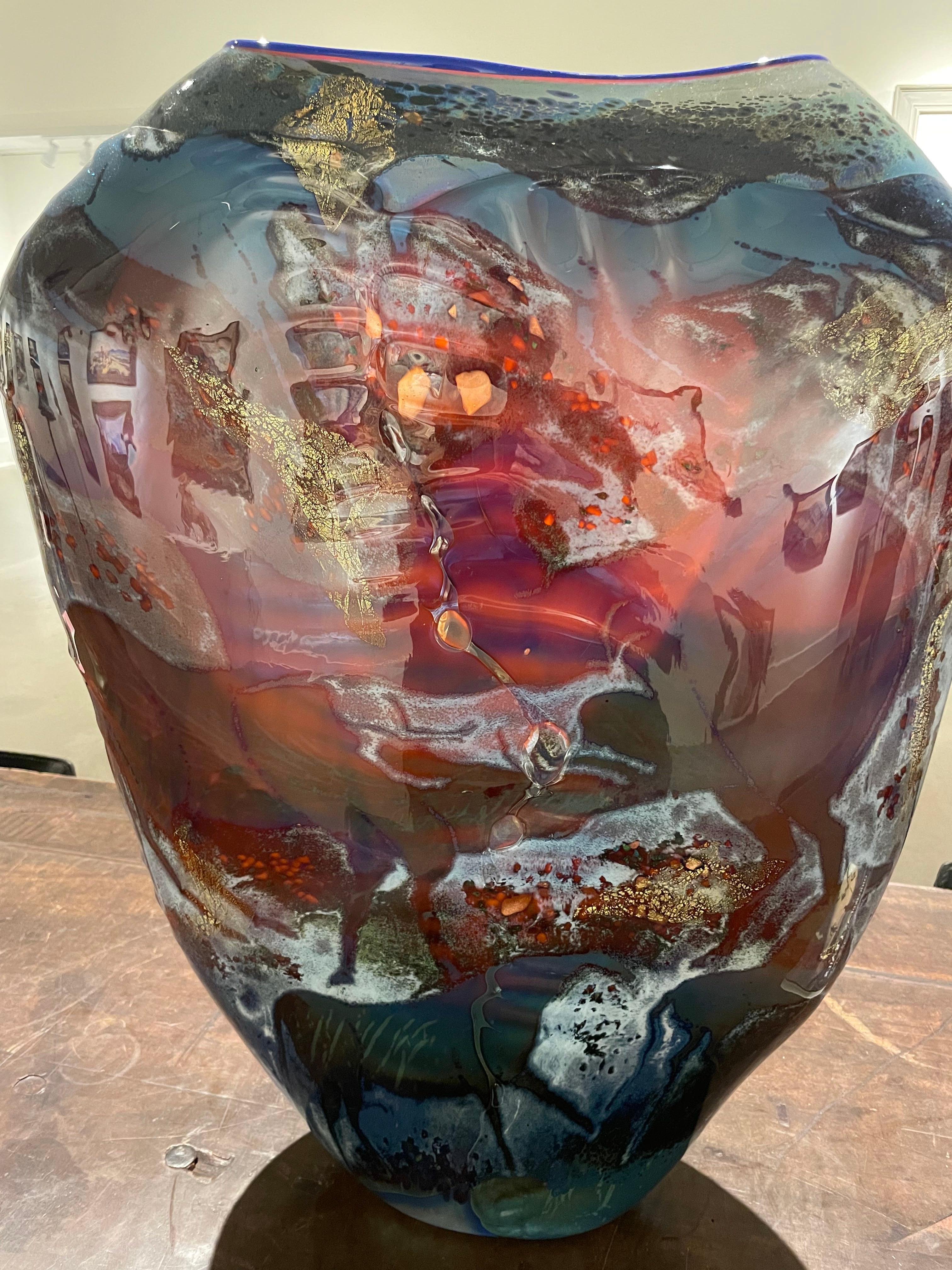 Petroglyph Vessel, Large Contemporary Figural Glass Blown Form For Sale 7