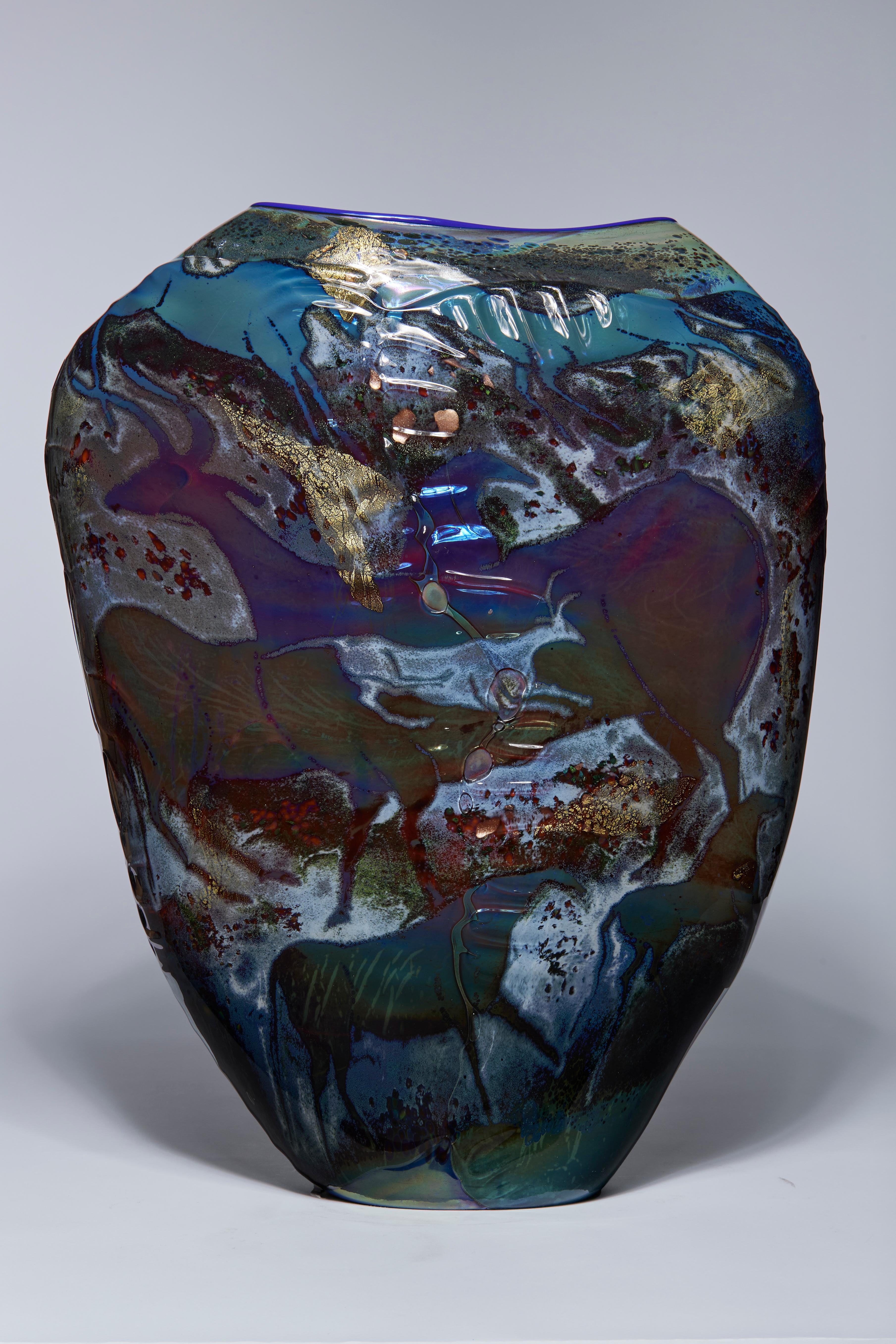 Petroglyph Vessel, Large Contemporary Figural Glass Blown Form - Sculpture by William Morris