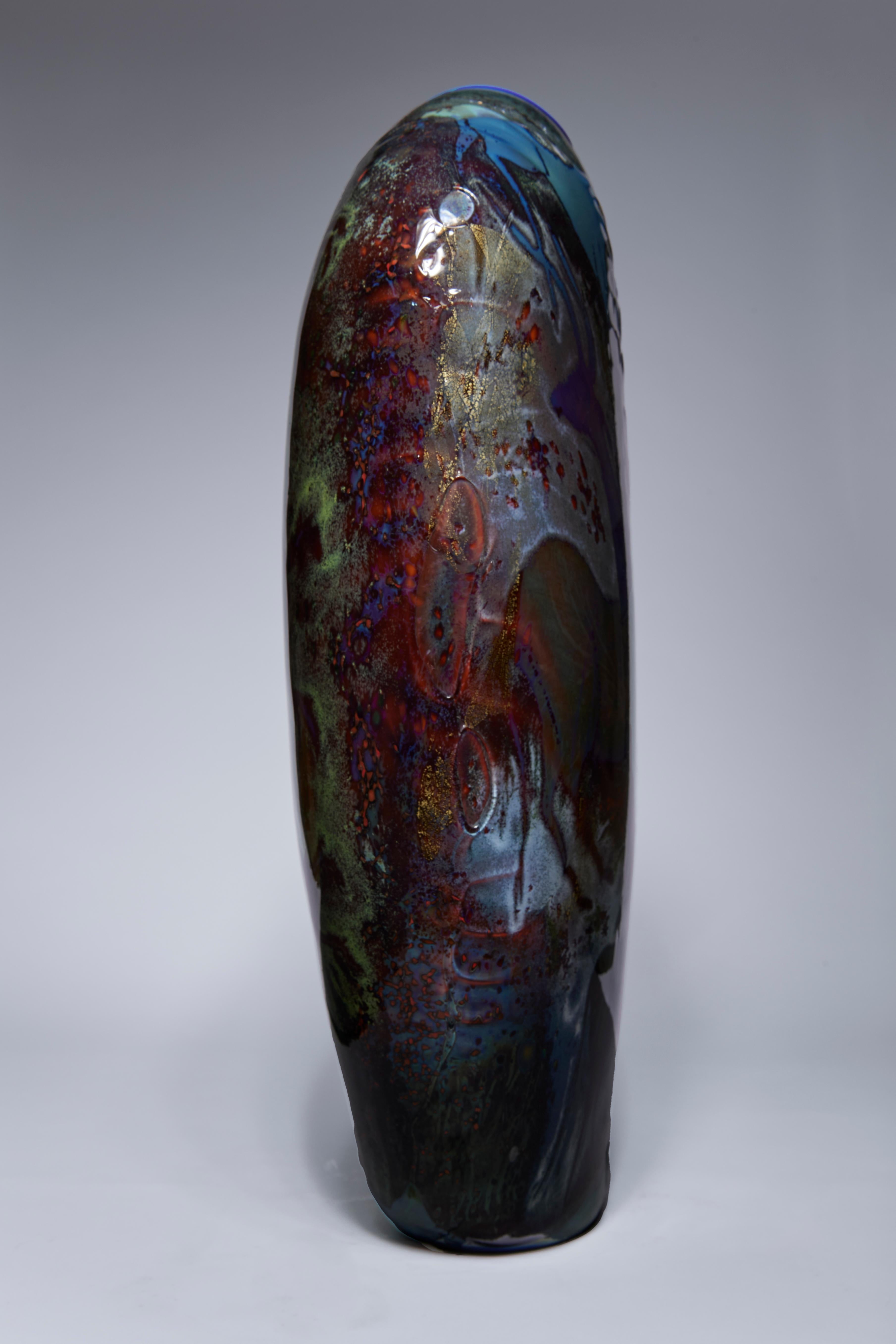 William Morris (American, b. 1957)
Petroglyph Vessel
Blown glass
Signed on bottom
26 x 20 x 7 inches

William Morris was born in Carmel, California in 1957. He is an American glass artist who has been able to change the history of art within his
