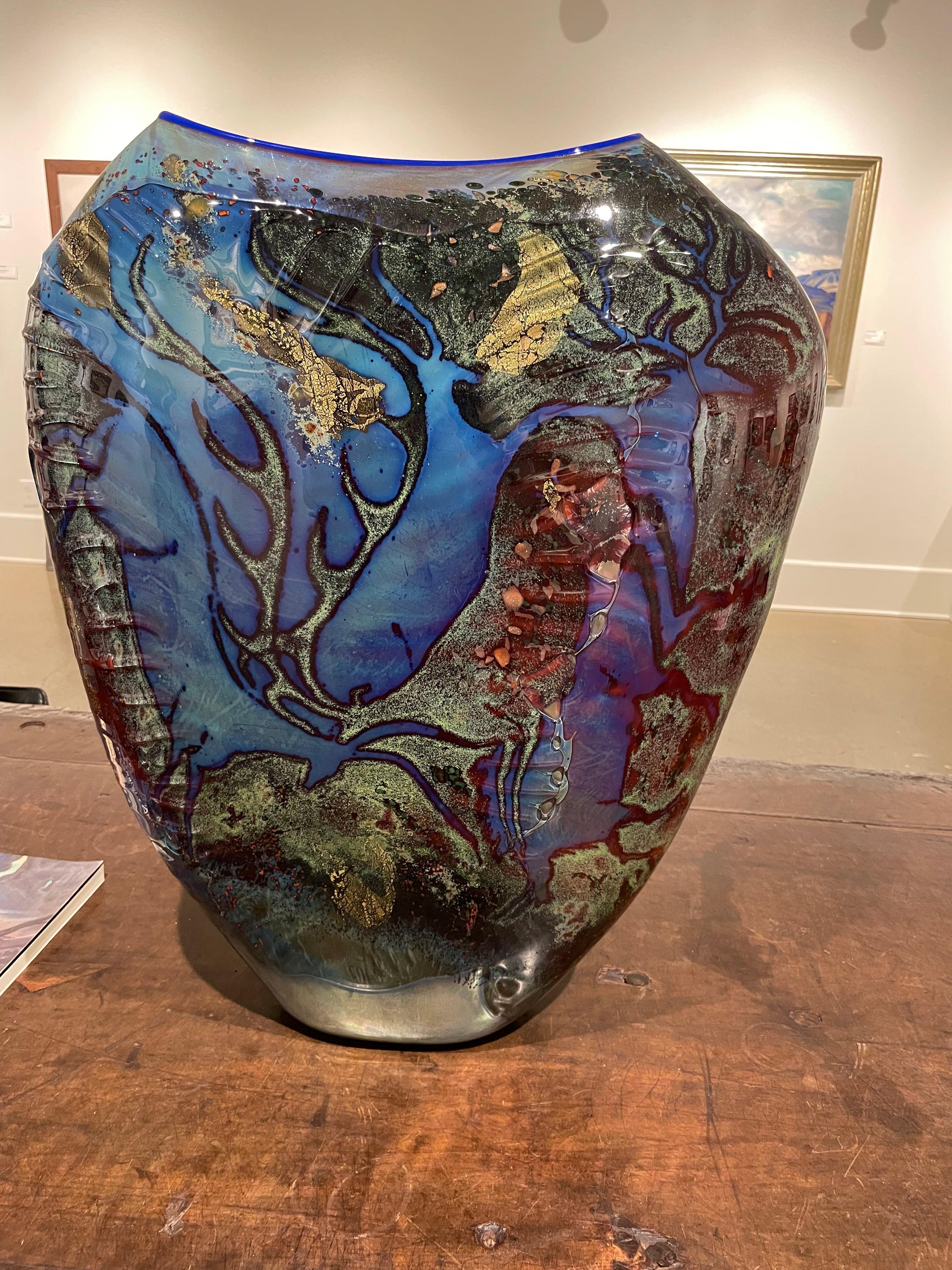 Petroglyph Vessel, Large Contemporary Figural Glass Blown Form For Sale 3