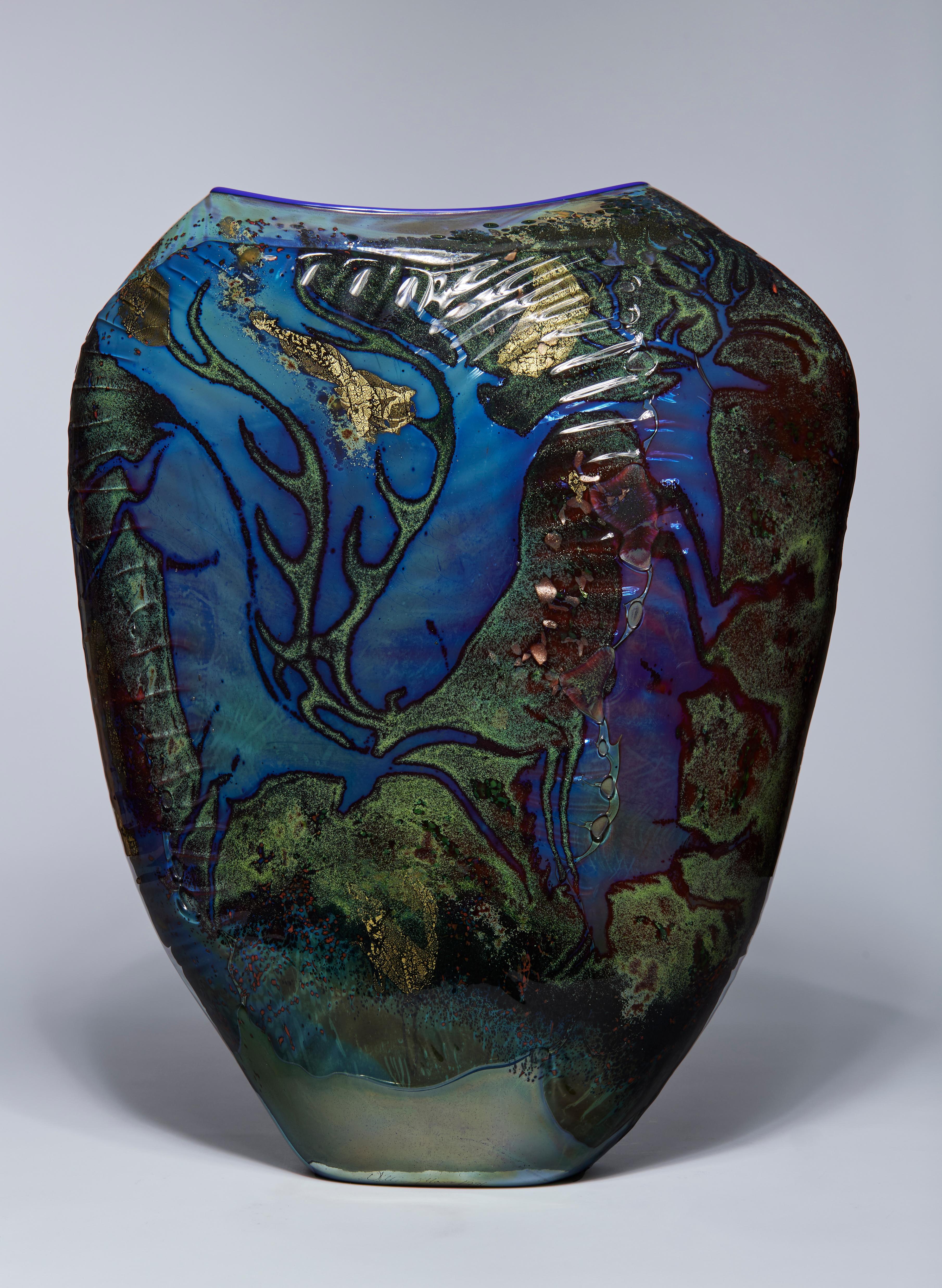 William Morris Figurative Sculpture - Petroglyph Vessel, Large Contemporary Figural Glass Blown Form
