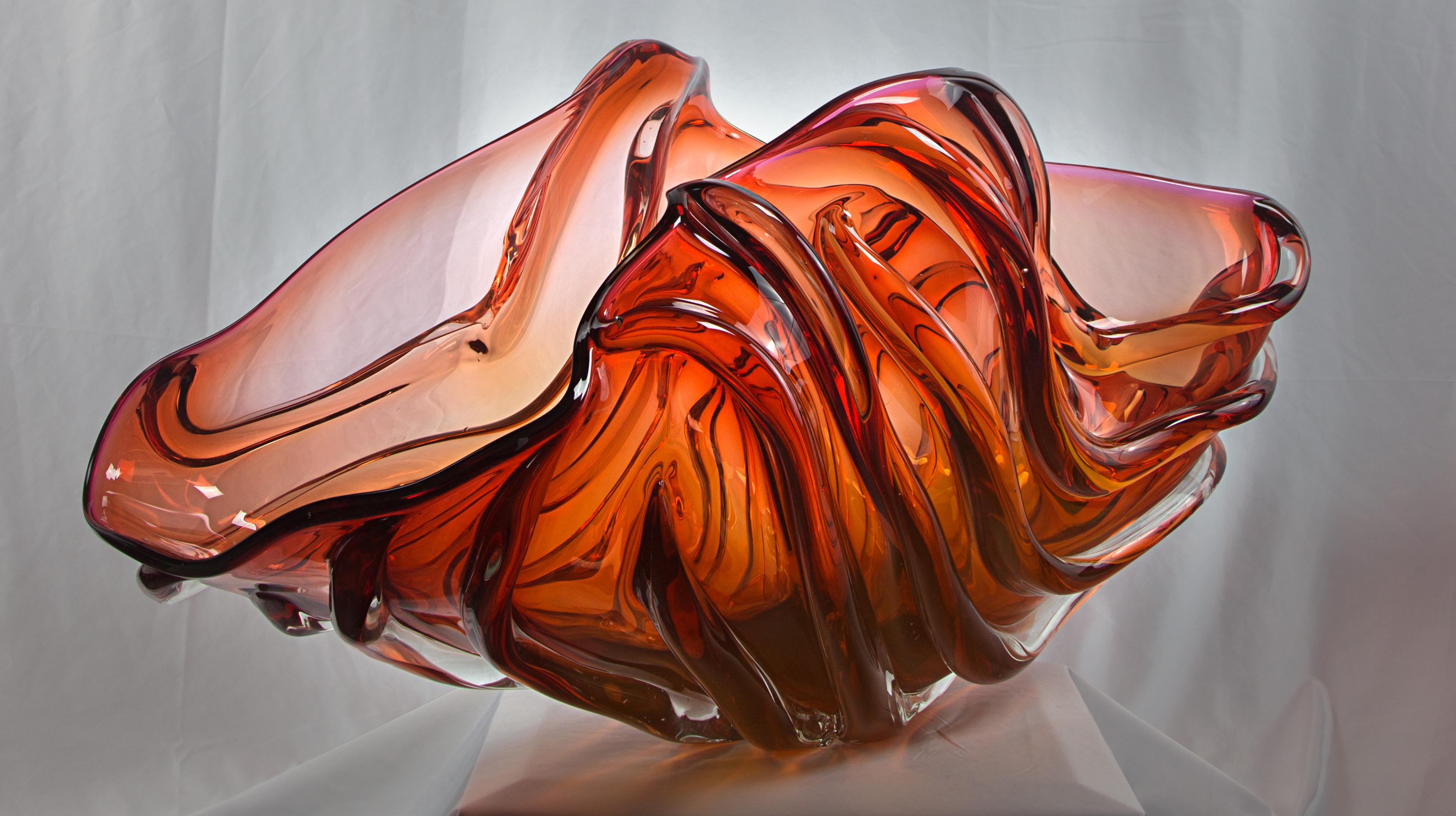 Rope Bowl.  Contemporary blown glass sculpture - Sculpture by William Morris