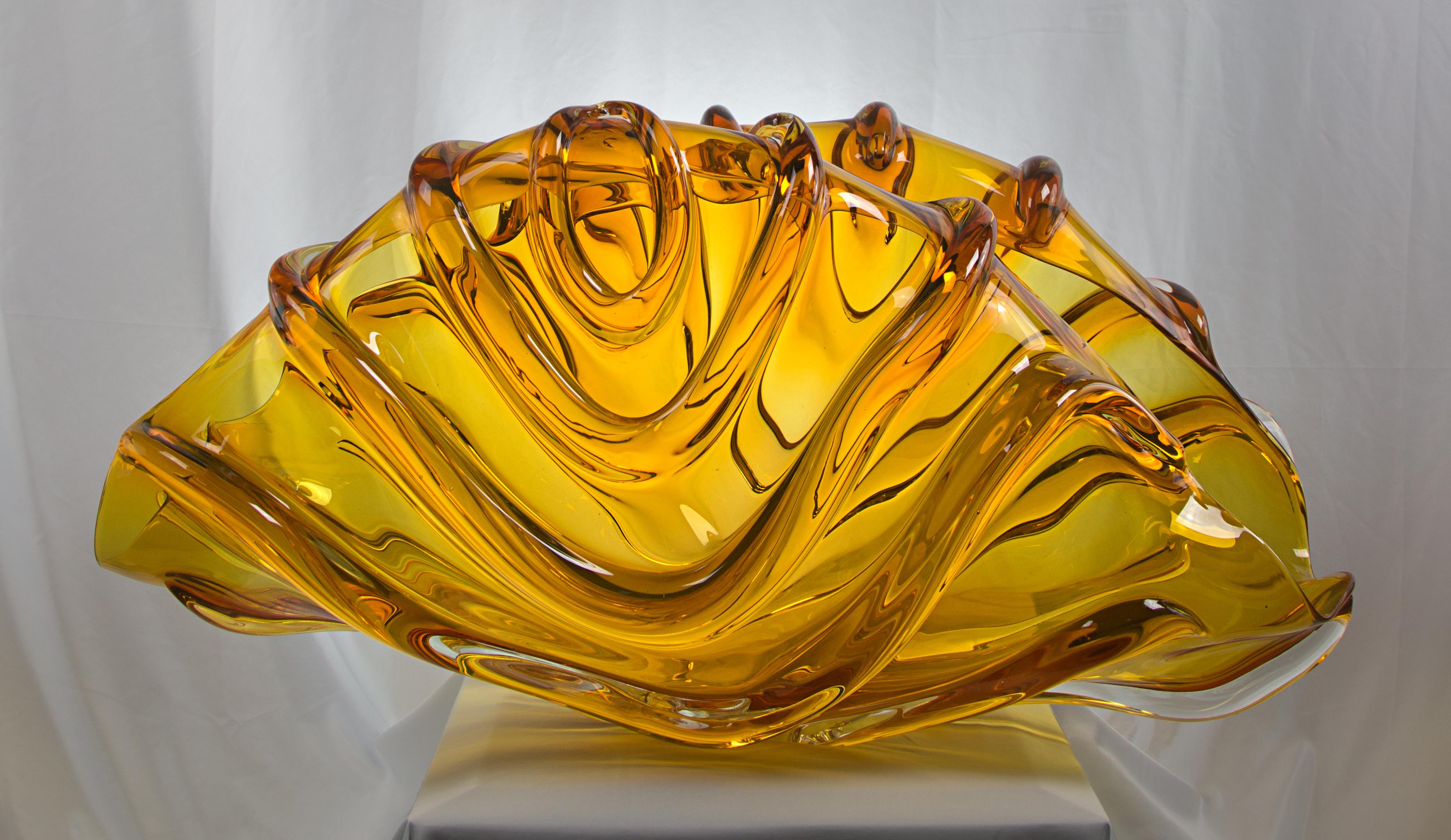 Rope Bowl.  Contemporary blown glass sculpture