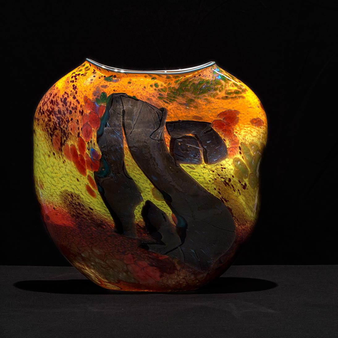 Stone Vessel.  Contemporary blown glass art - Sculpture by William Morris