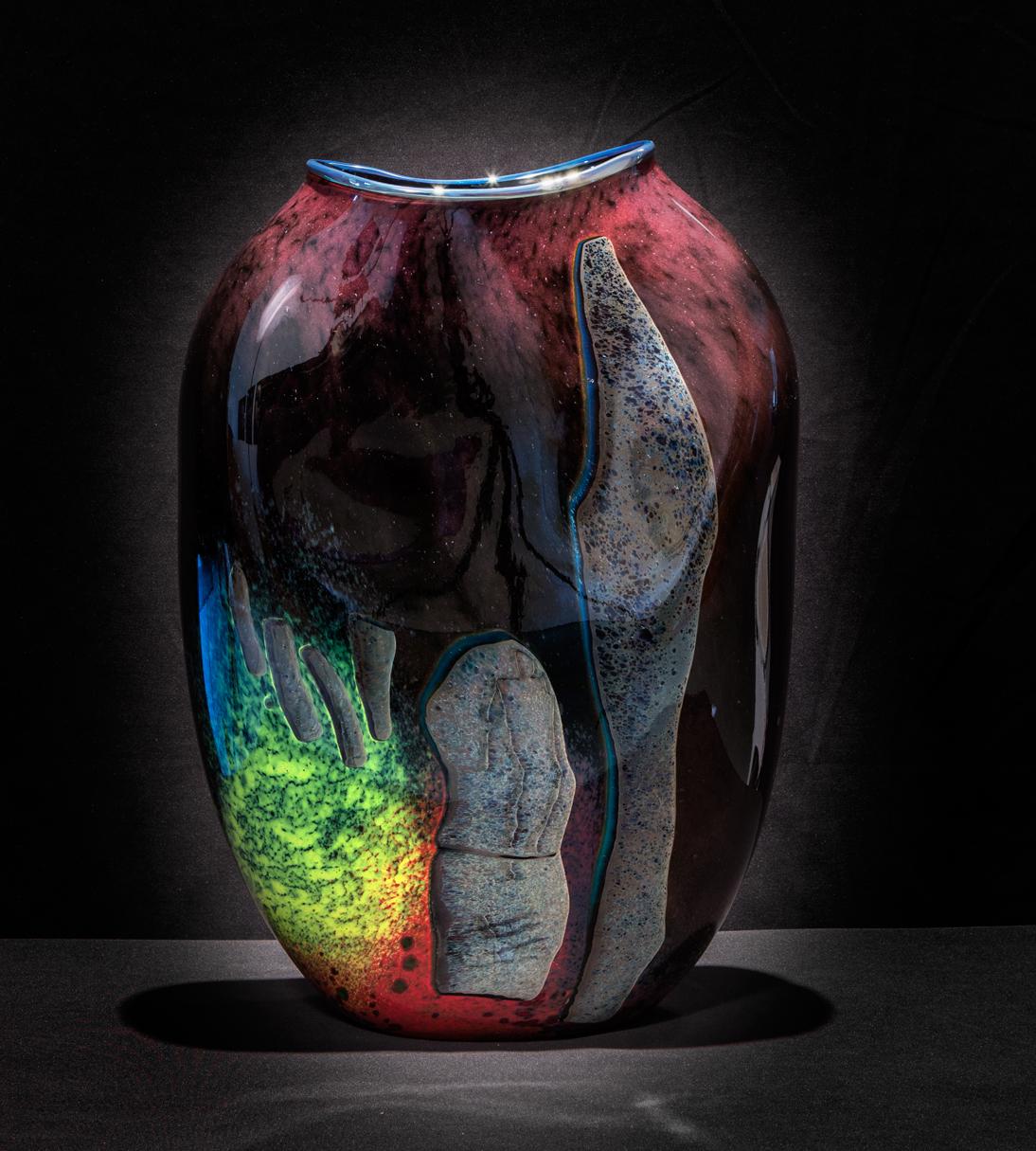 Stone Vessel.  Contemporary blown glass art - Sculpture by William Morris