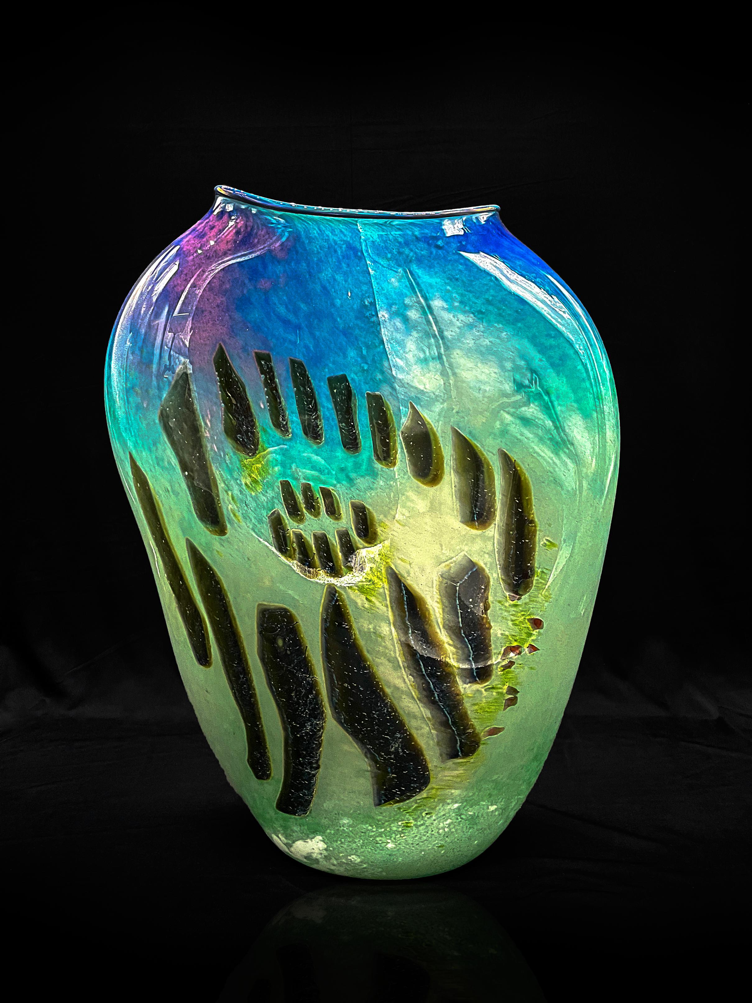 Stone Vessel.  Contemporary blown glass art.