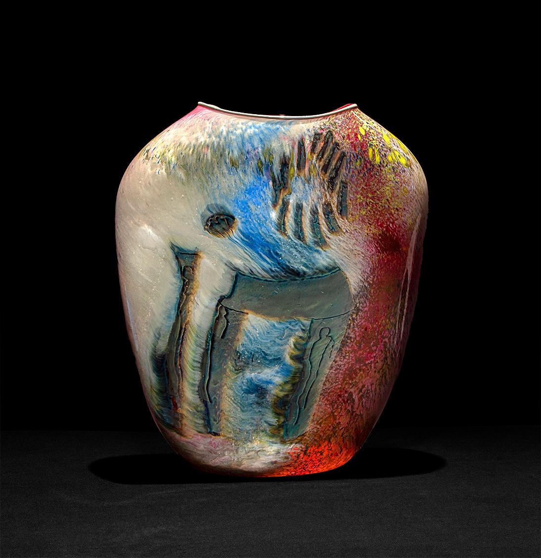 William Morris Figurative Sculpture - Stone Vessel.  Contemporary blown glass sculpture.  