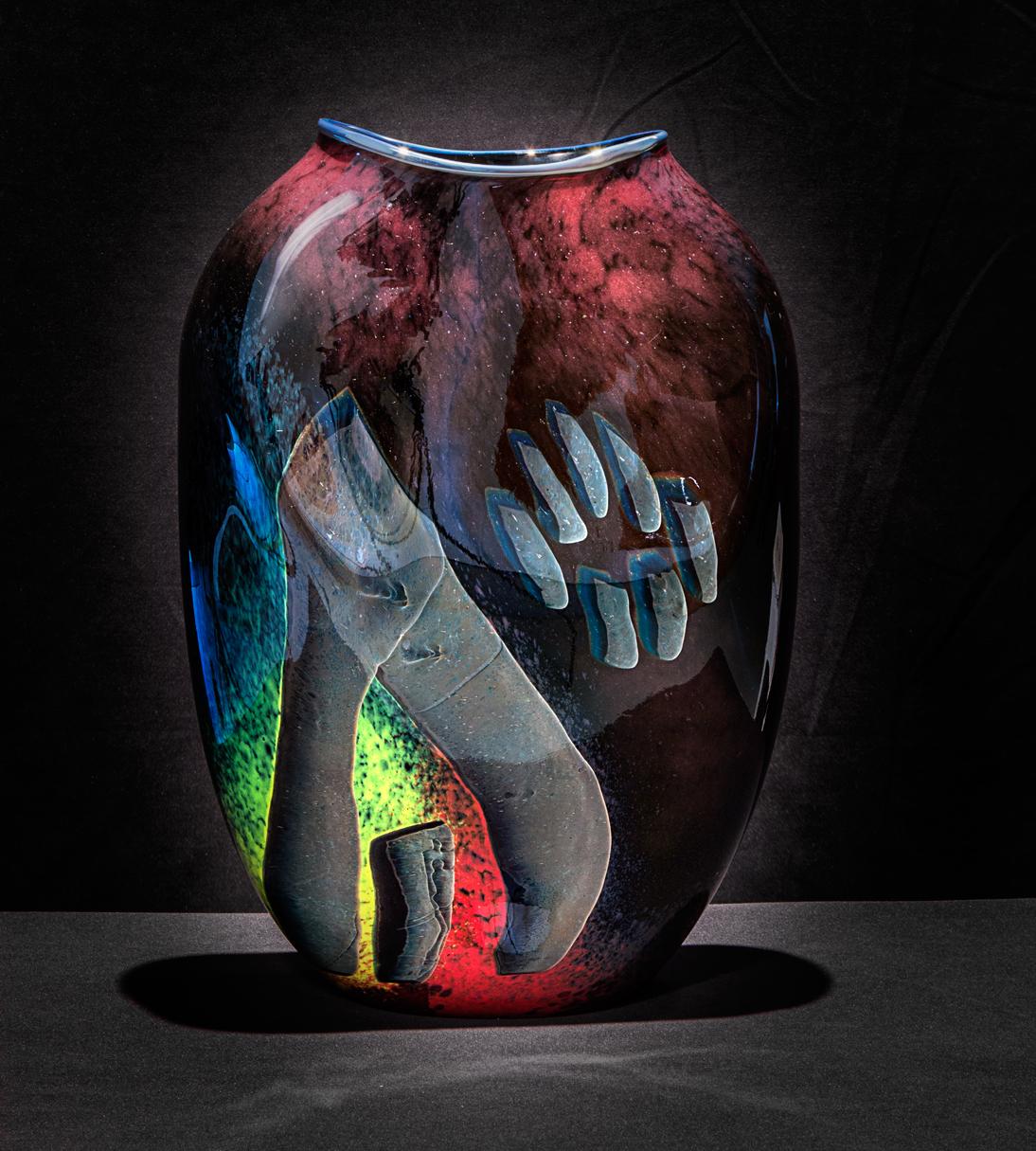 William Morris Figurative Sculpture - Stone Vessel.  Contemporary blown glass art