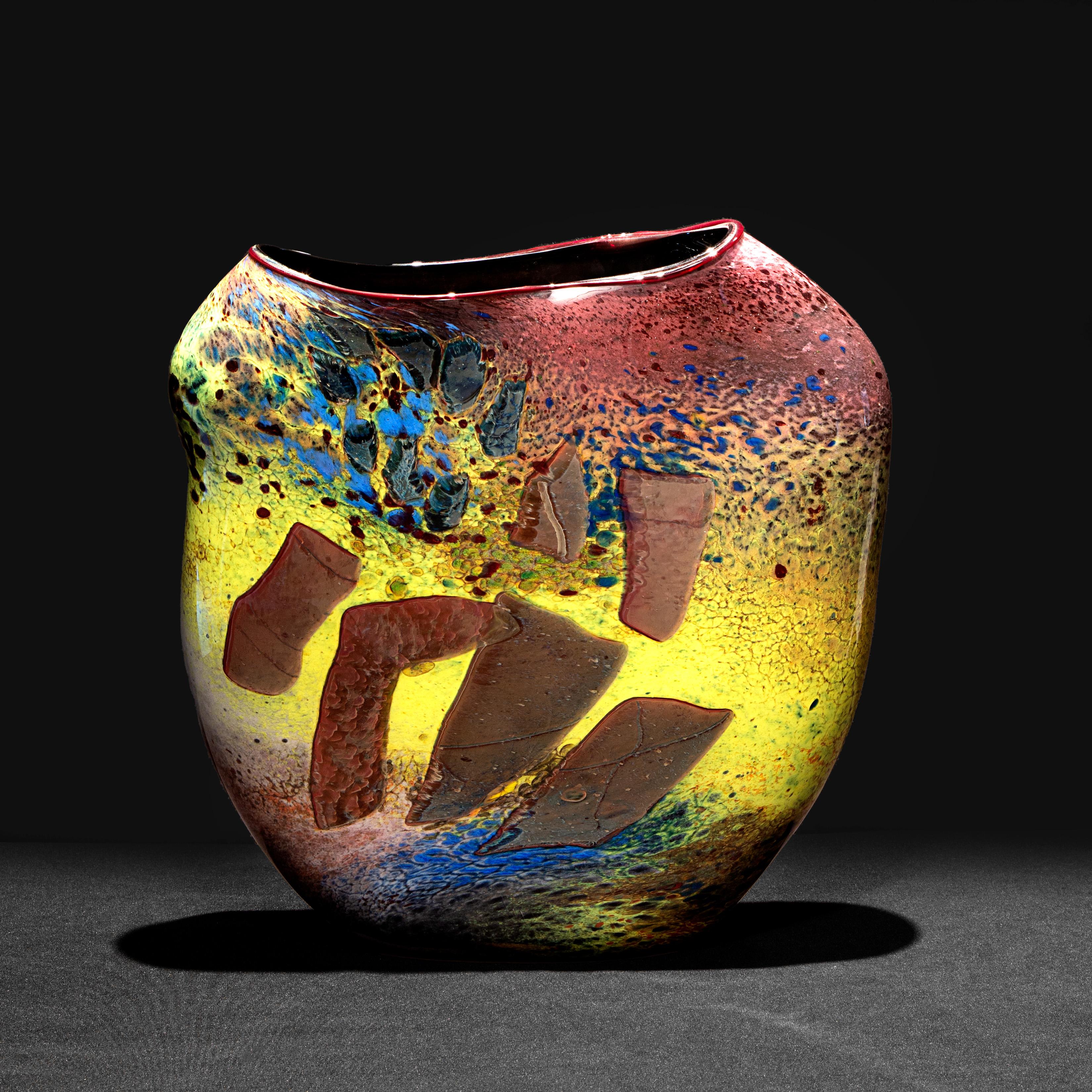 Stone Vessel, Contemporary blown glass sculpture, contemporary glass art - Sculpture by William Morris