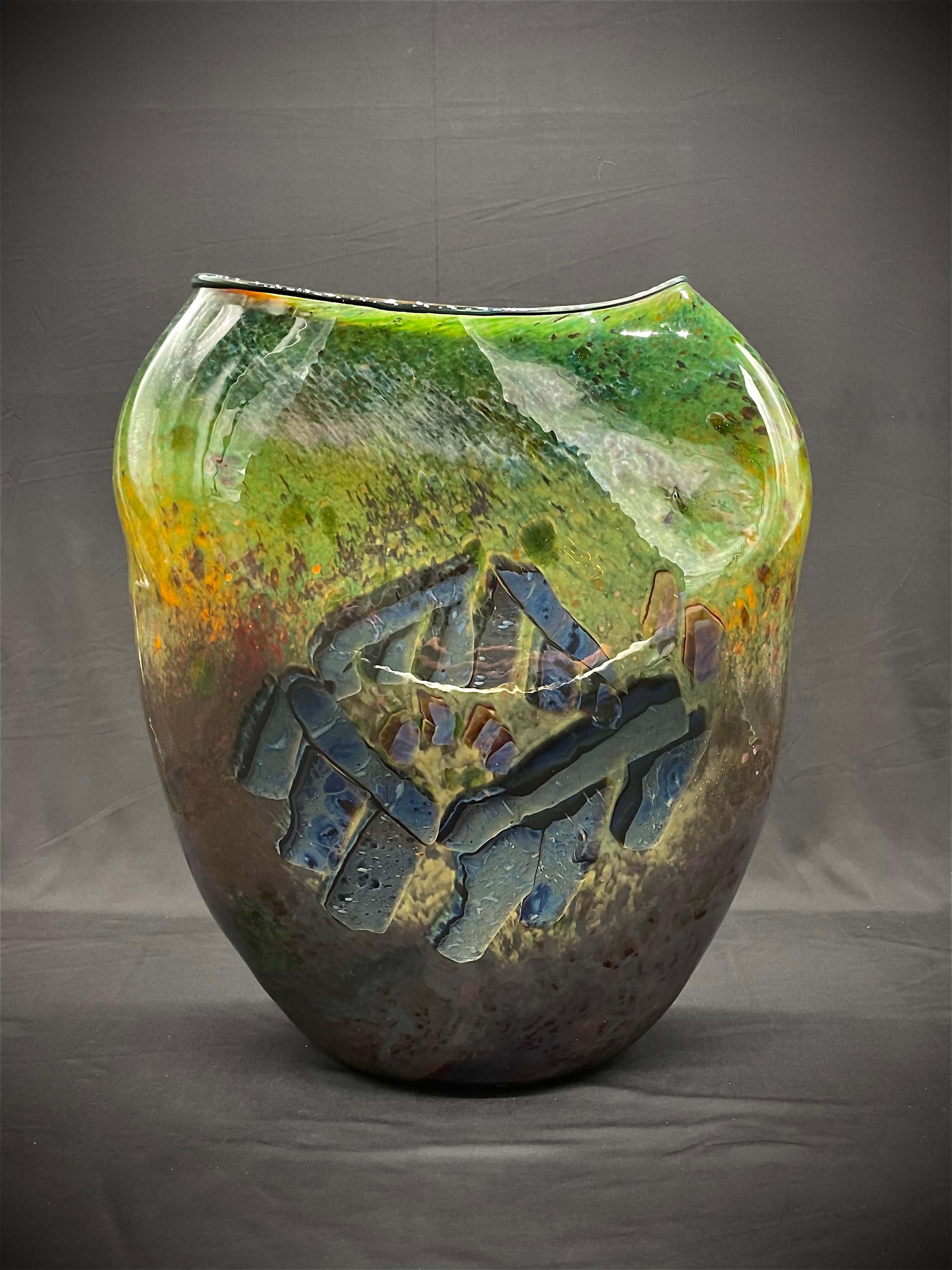 Stone Vessel.  Contemporary Blown Glass Sculpture