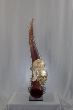 Tusk with Sculls. Contemporary blown glass art