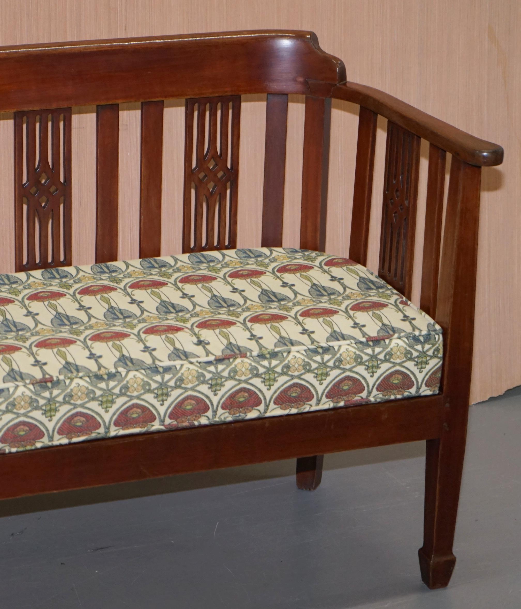 English Charles Rennie Mackintosh Art Nouveau upholstered 2 seat bench sofa berger seat