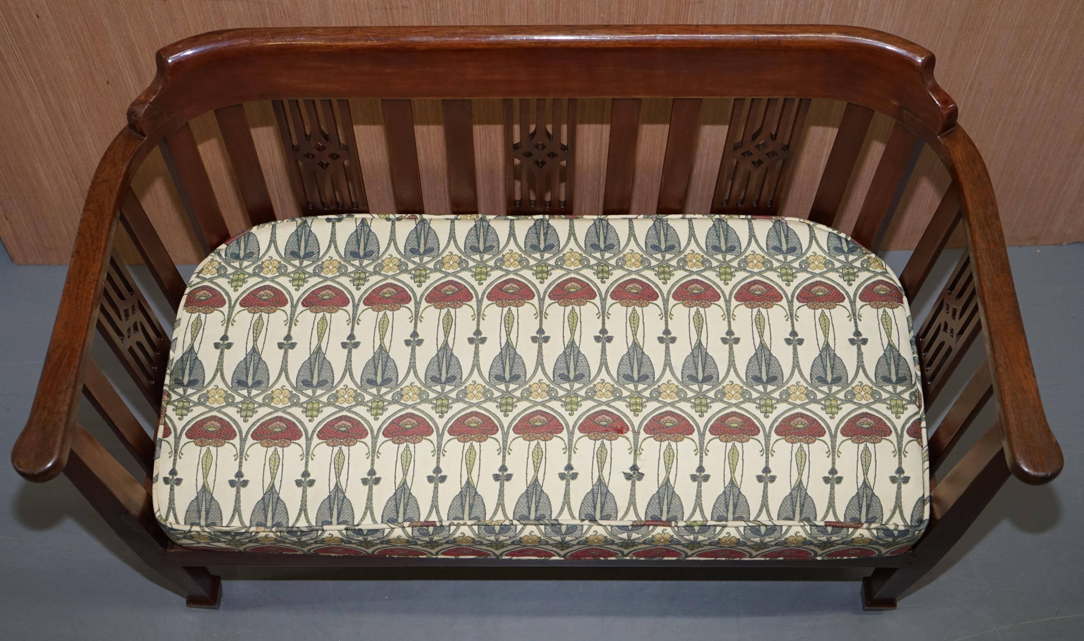 Rattan Charles Rennie Mackintosh Art Nouveau upholstered 2 seat bench sofa berger seat