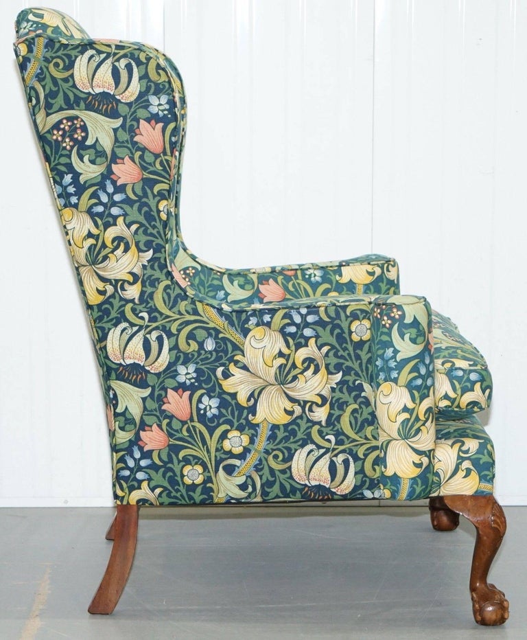 William Morris Irish Style Claw and Ball Walnut Wingback