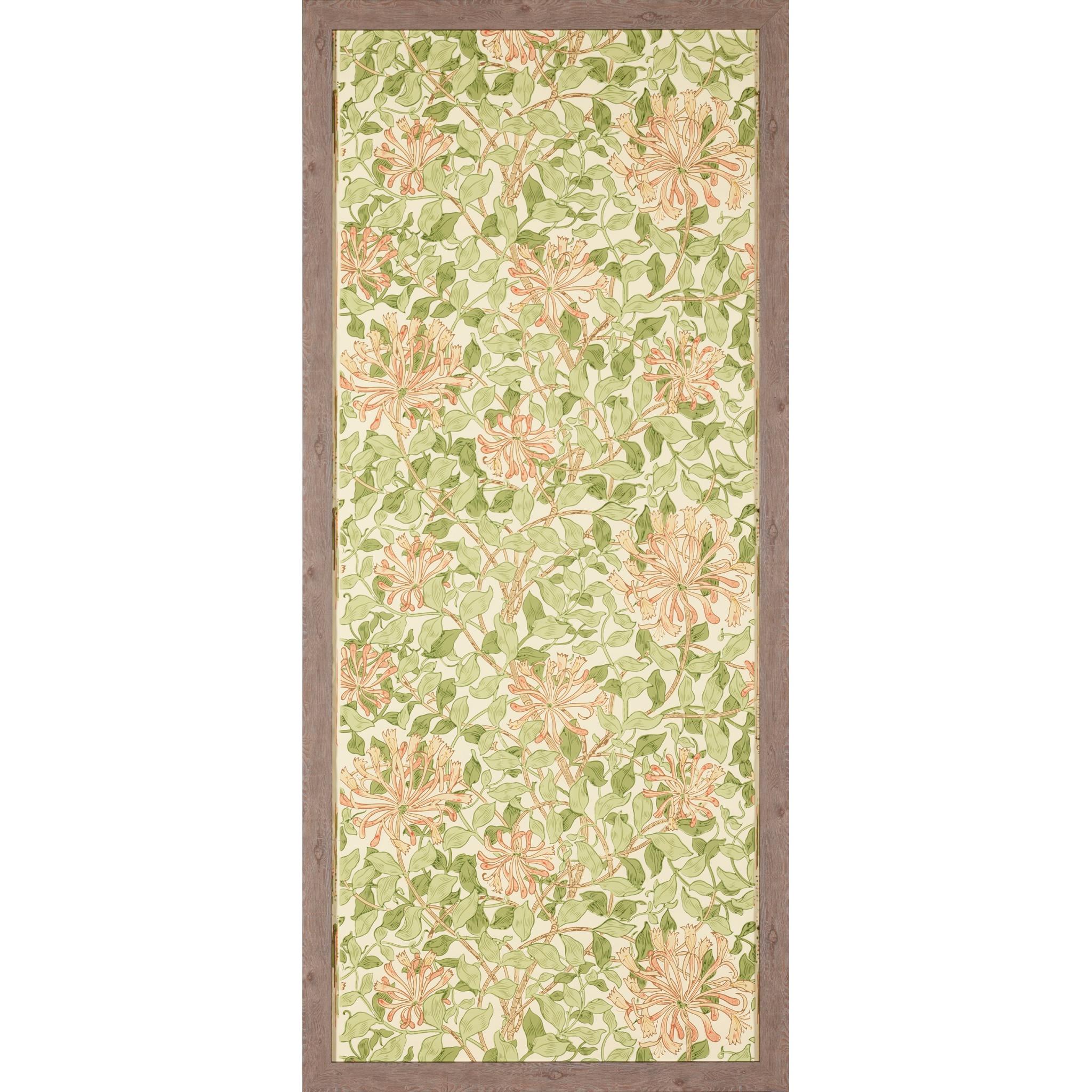 A 'Honeysuckle' pattern wallpaper panel designed by May Morris in 1883 for Morris & Co.

Although best known for her embroideries and textiles, May Morris also designed some wallpapers at her father’s firm Morris & Co. ‘Honeysuckle’ is her most