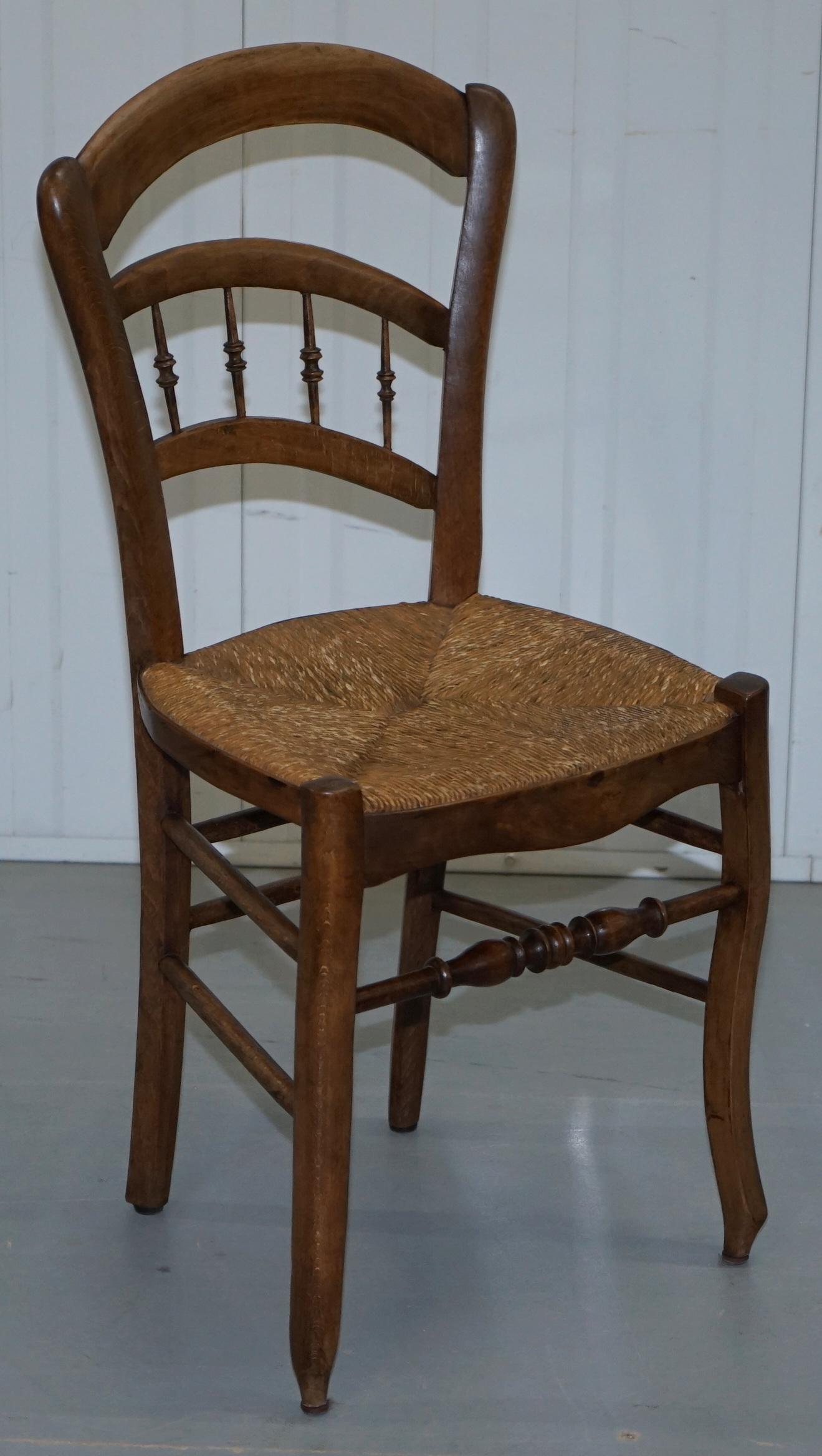 William Morris Liberty London Sussex Rush Seat Set of Four Walnut Dining Chairs 5