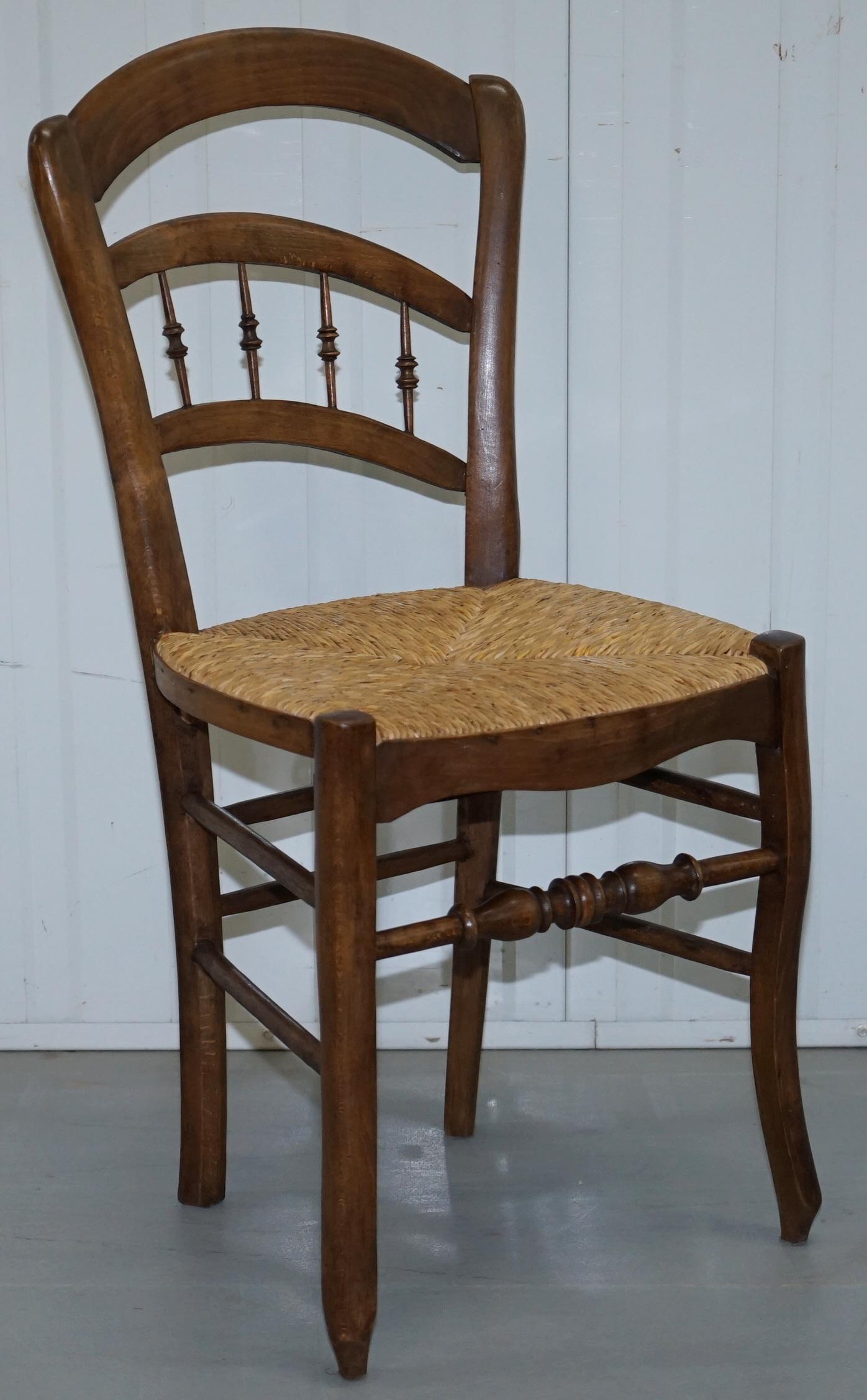 William Morris Liberty London Sussex Rush Seat Set of Four Walnut Dining Chairs 9