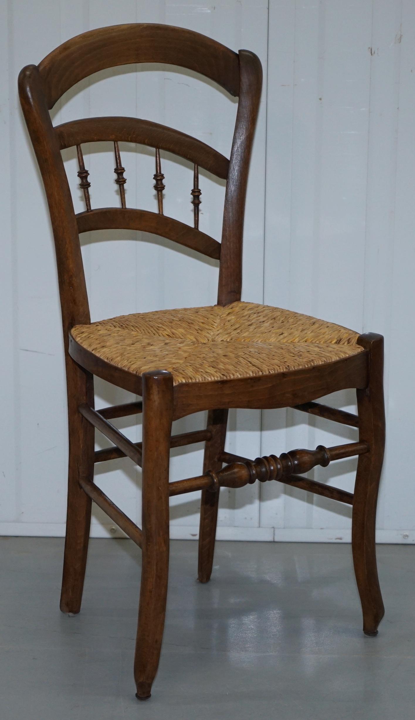 William Morris Liberty London Sussex Rush Seat Set of Four Walnut Dining Chairs 12