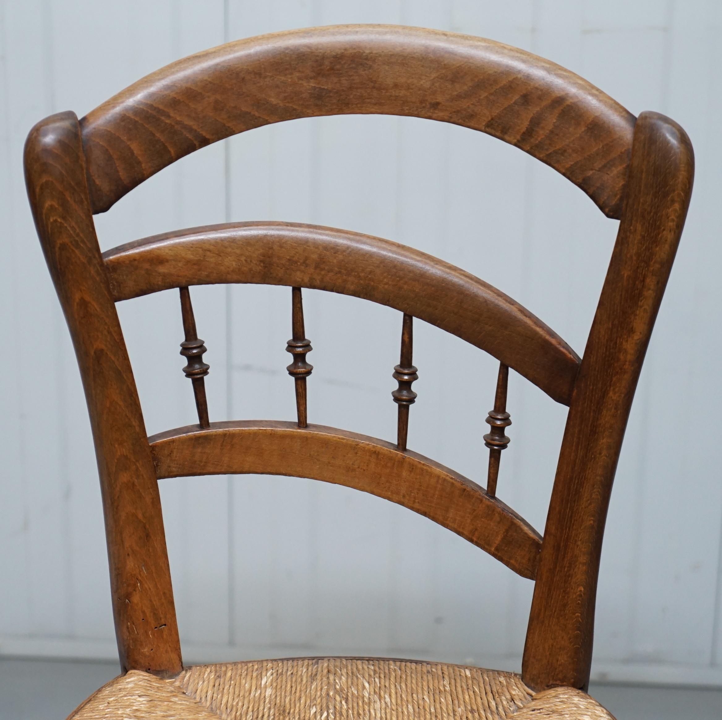20th Century William Morris Liberty London Sussex Rush Seat Set of Four Walnut Dining Chairs
