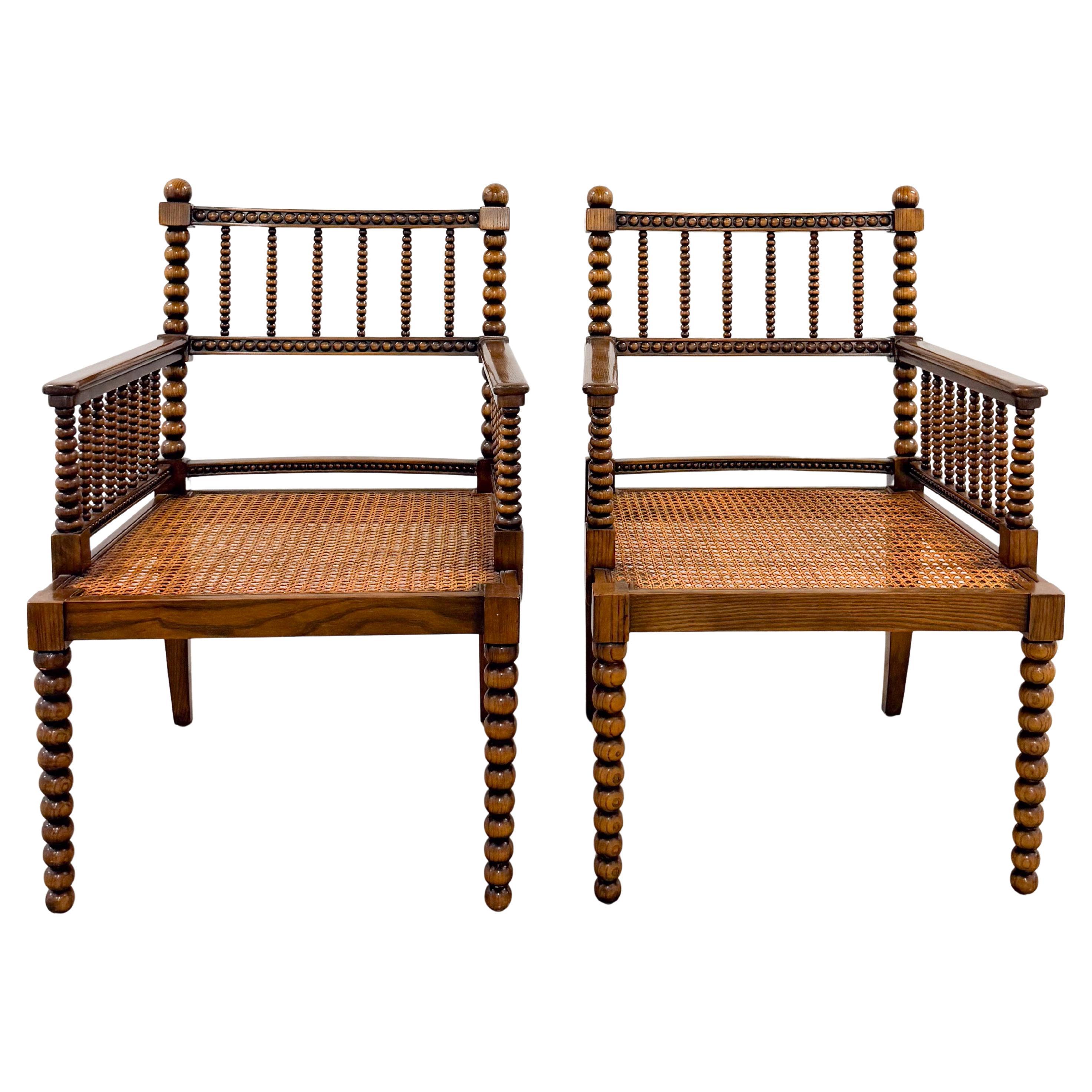 Sedie di canna tornite in stile William Morris Metà secolo