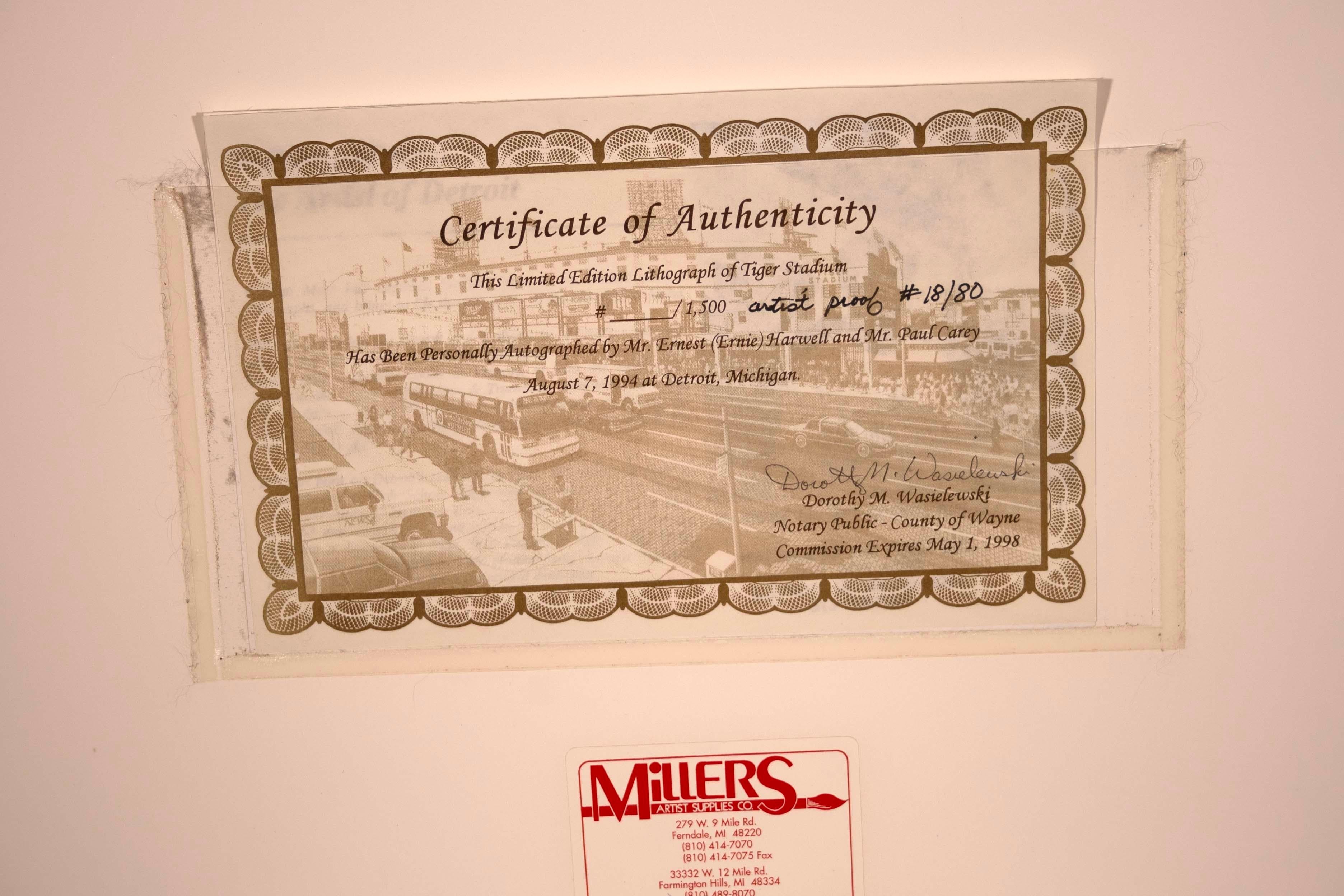 William Moss Tiger Stadium Lithographie 18/80 Künstler Proof im Angebot 8