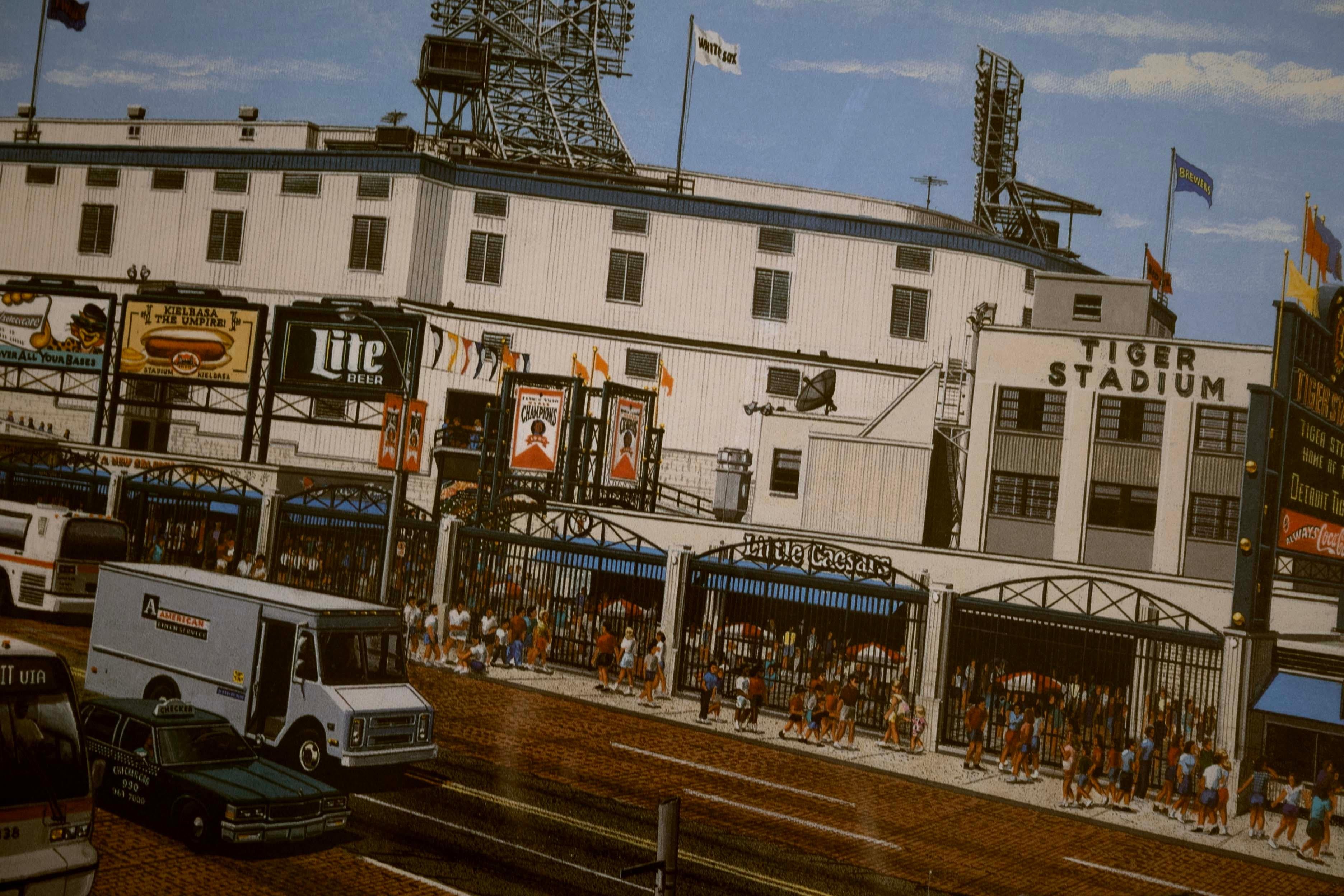 Fin du 20e siècle Lithographie du stade des tigres William Moss 18/80 - Épreuve d'artiste en vente