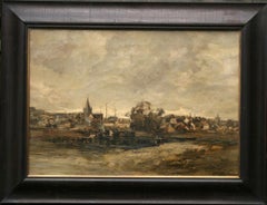 Kirkcudbright - Scottish 19th century art Impressionist landscape oil painting 
