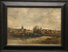 Antique Kirkcudbright - Scottish 19th century art Impressionist landscape oil painting 